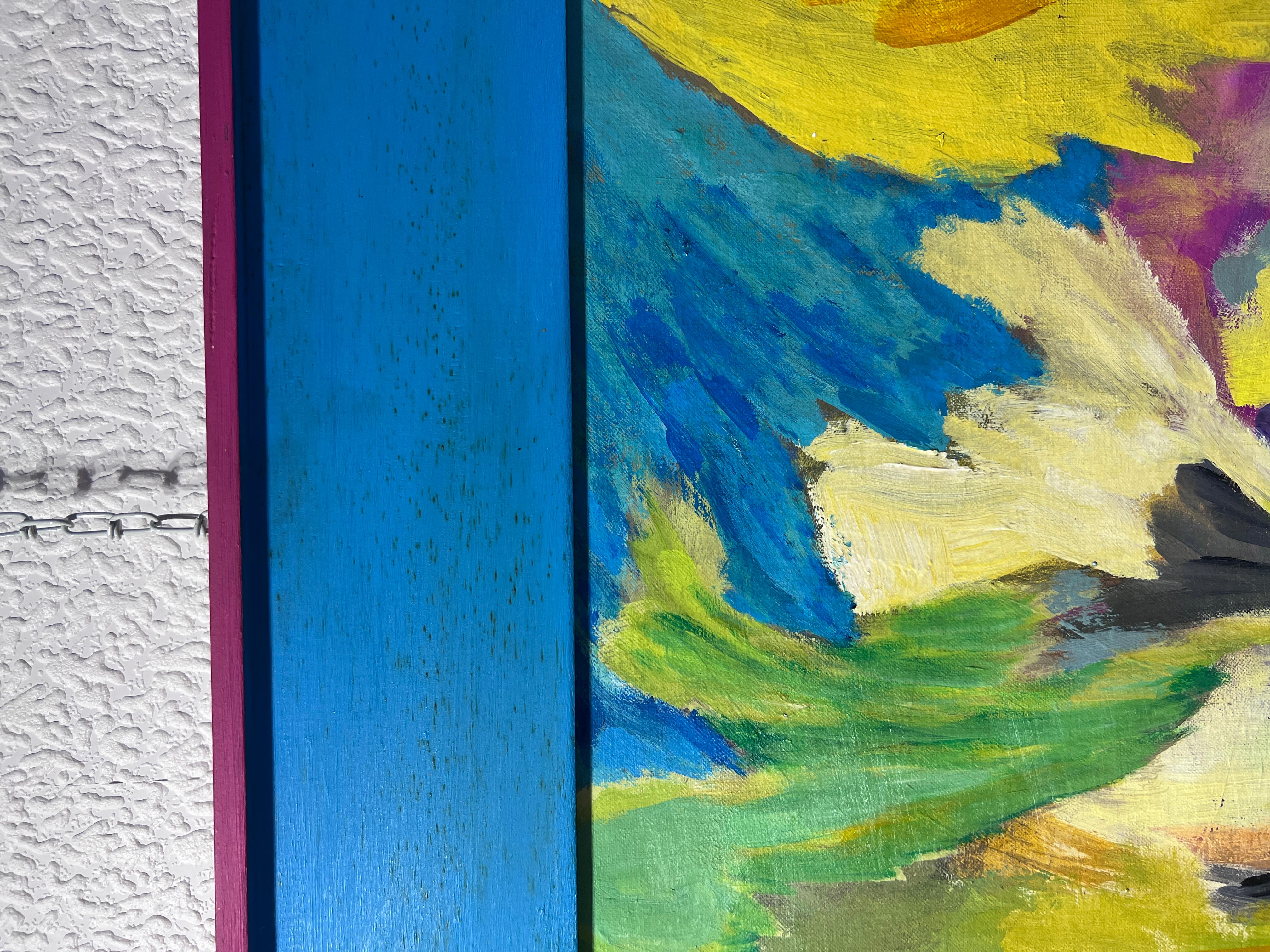Virginia Barry Pittura astratta originale su tavola, cornice personalizzata 3