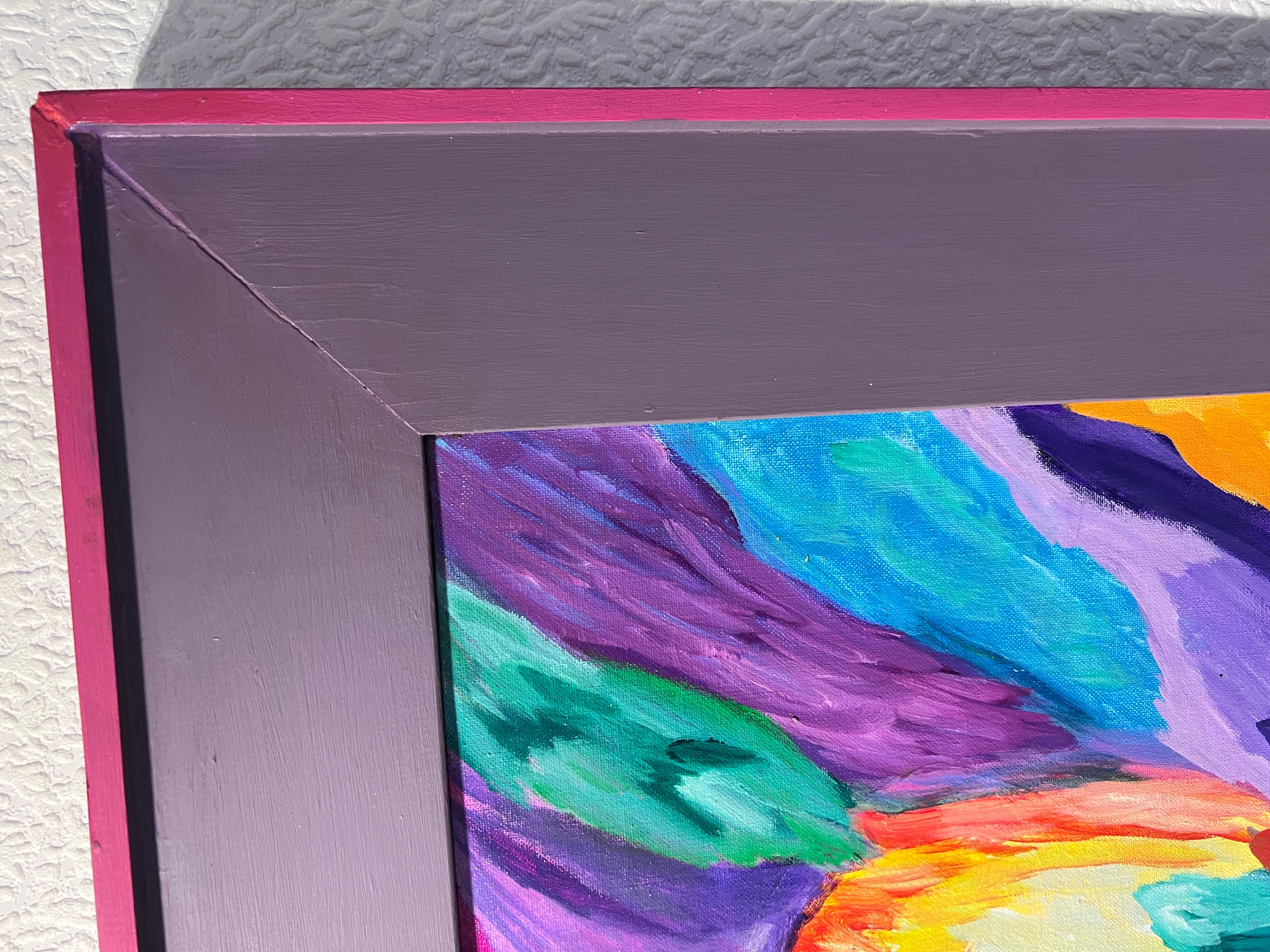 Virginia Barry Pittura astratta originale su tavola, cornice personalizzata 5