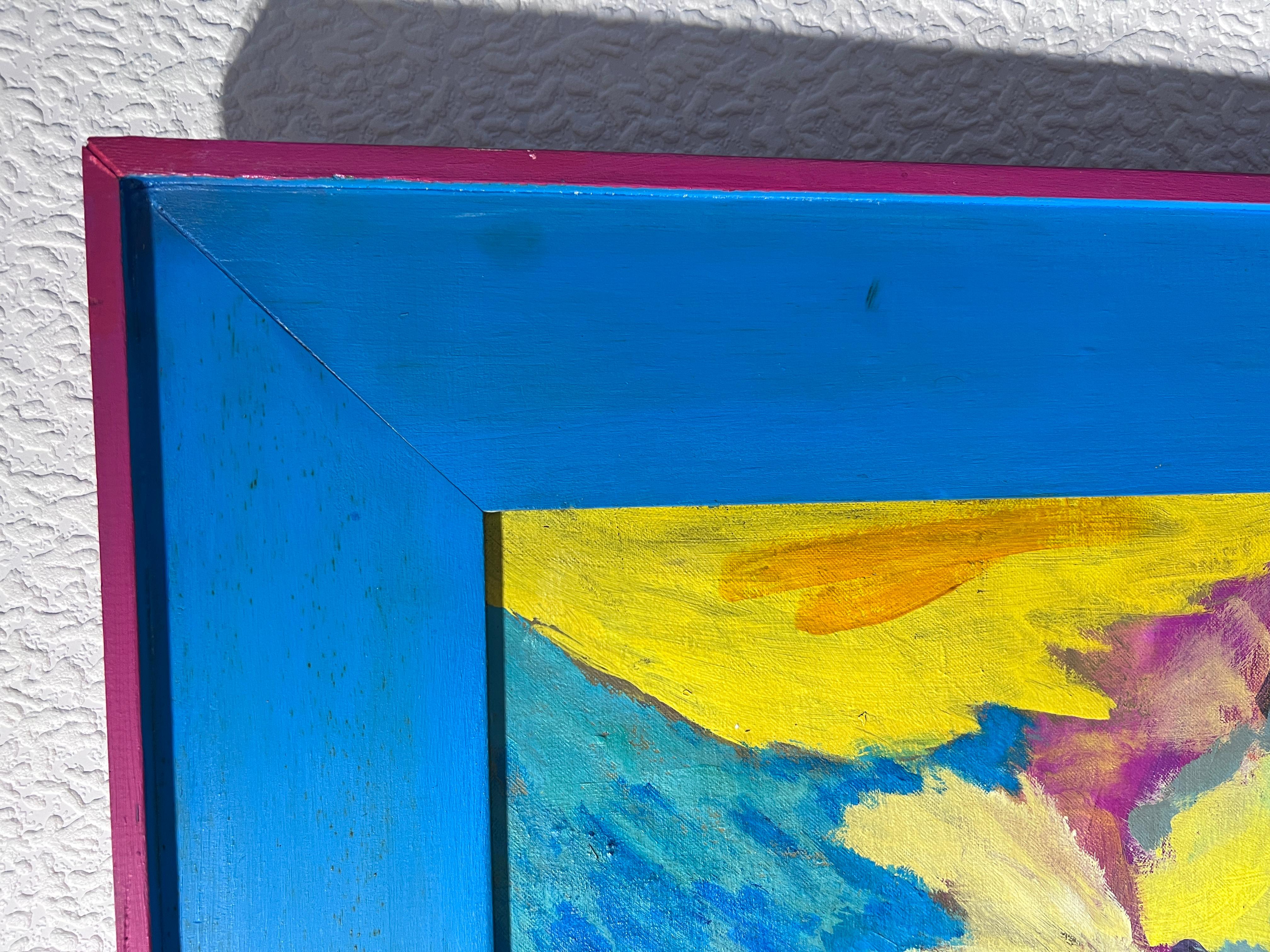 Virginia Barry Pittura astratta originale su tavola, cornice personalizzata 4