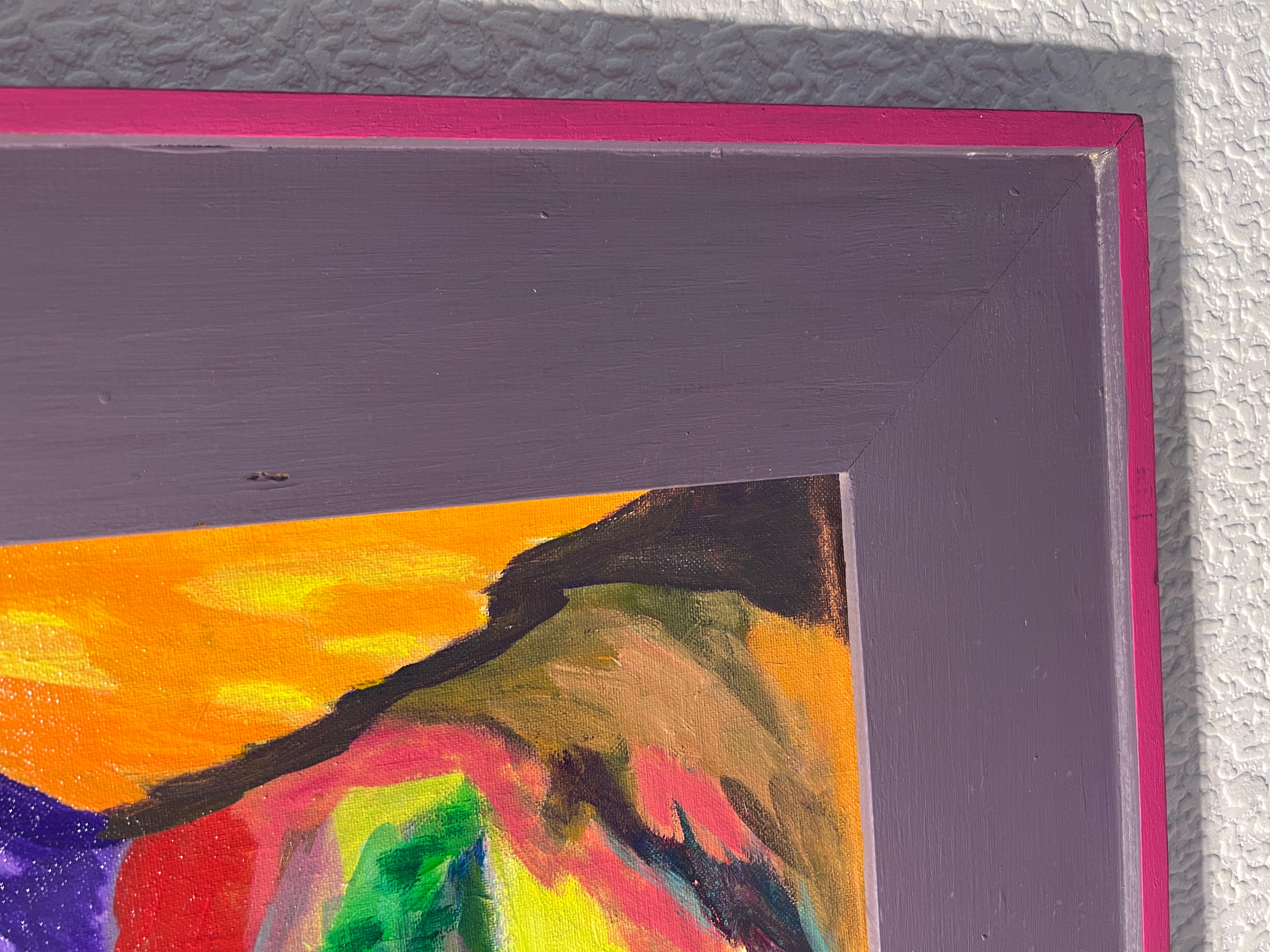 Virginia Barry Pittura astratta originale su tavola, cornice personalizzata 6