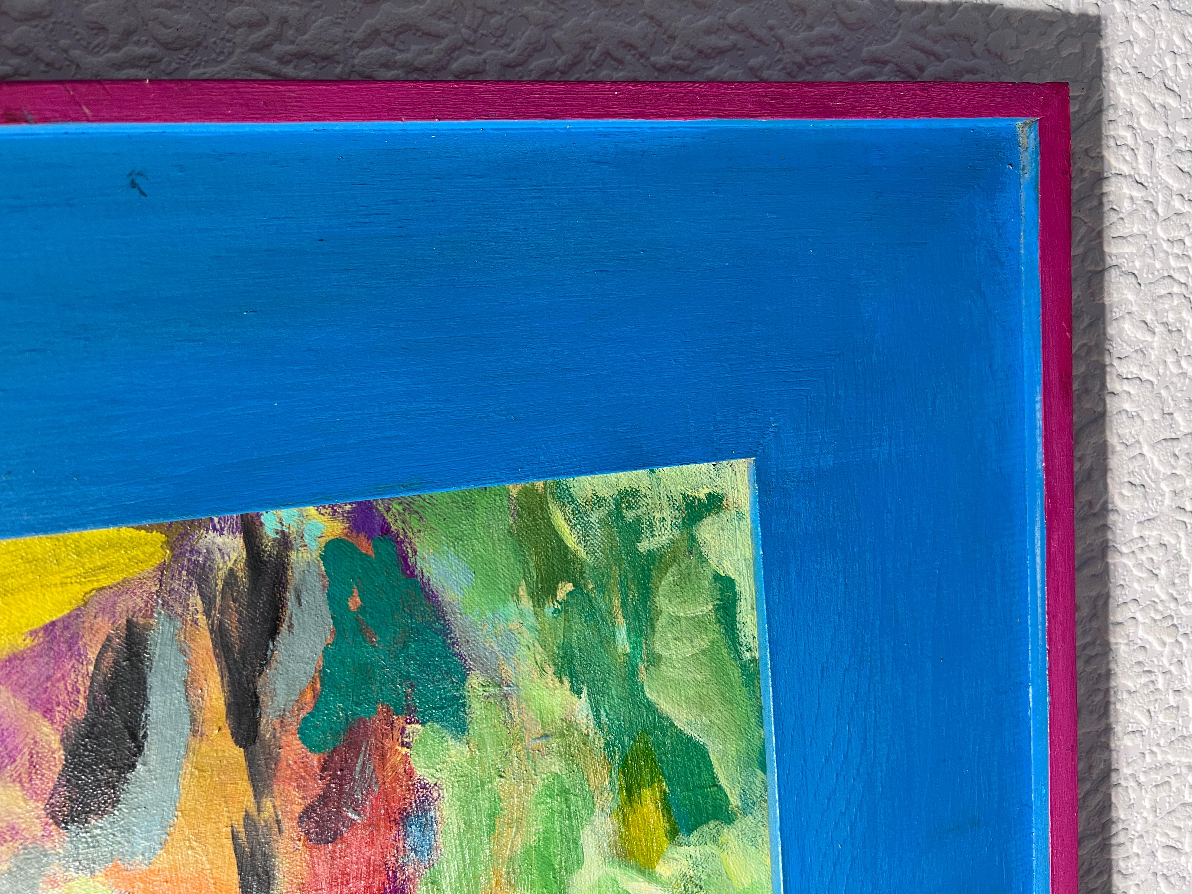 Virginia Barry Pittura astratta originale su tavola, cornice personalizzata 5
