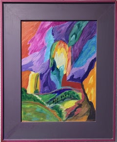 Virginia Barry Pittura astratta originale su tavola, cornice personalizzata