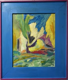 Virginia Barry Pittura astratta originale su tavola, cornice personalizzata