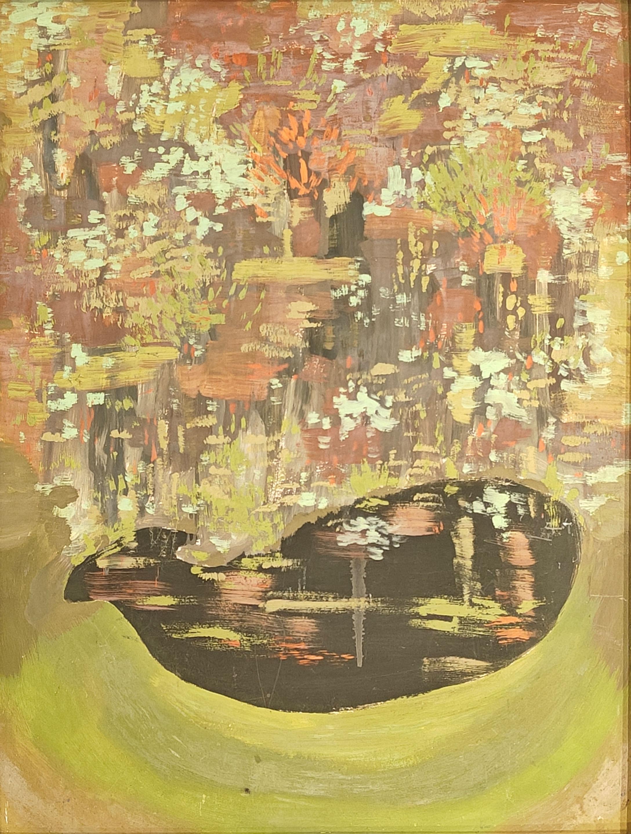 "Pond in Back of Her House" Virginia Berresford, Modernist, Abstract Landscape