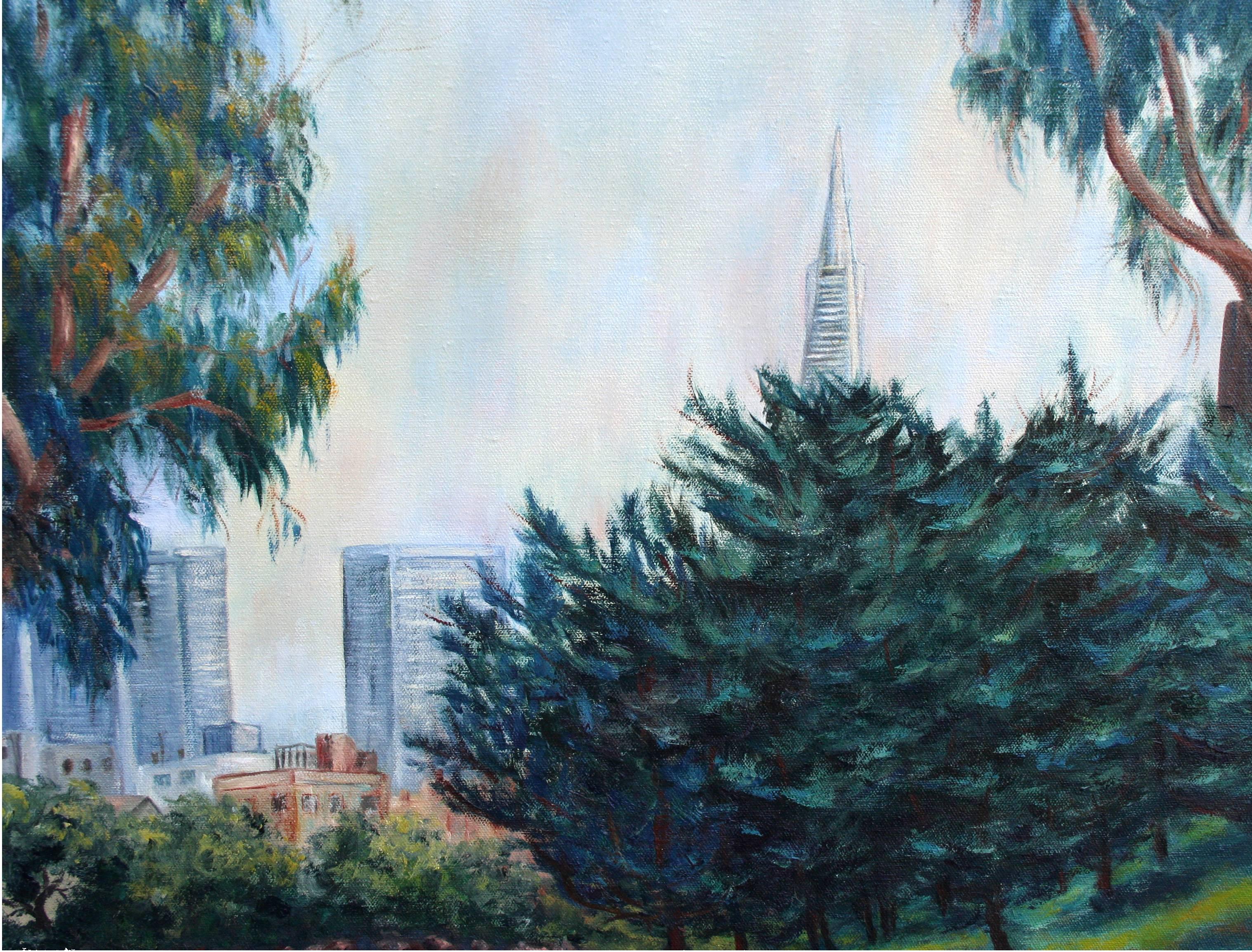 Paysage urbain du milieu du siècle dernier du Golden Gate Park de San Francisco - Painting de Virginia Blight