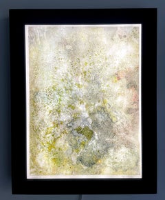 Corallium 47 : Peinture à l'huile abstraite sur film d'archivage, montée sur caisson lumineux, 96 x 75 cm