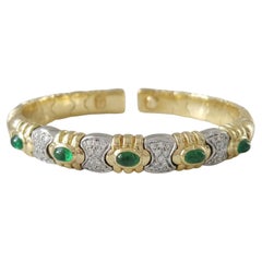 Virginia Capri 18k Gold Diamond and Emerald Bangle Bracelet, 0.40 Carat