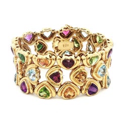 Virginia Capri Heart Multi-Gem Bracelet 18K Yellow Gold