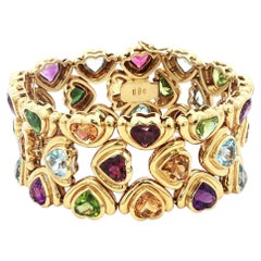 Virginia Capri Heart Multi-Gem Bracelet 18K Yellow Gold