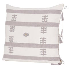 Virginia Cotton Large Throw Pillow White w/ Gray Stripes Spanish Colonial