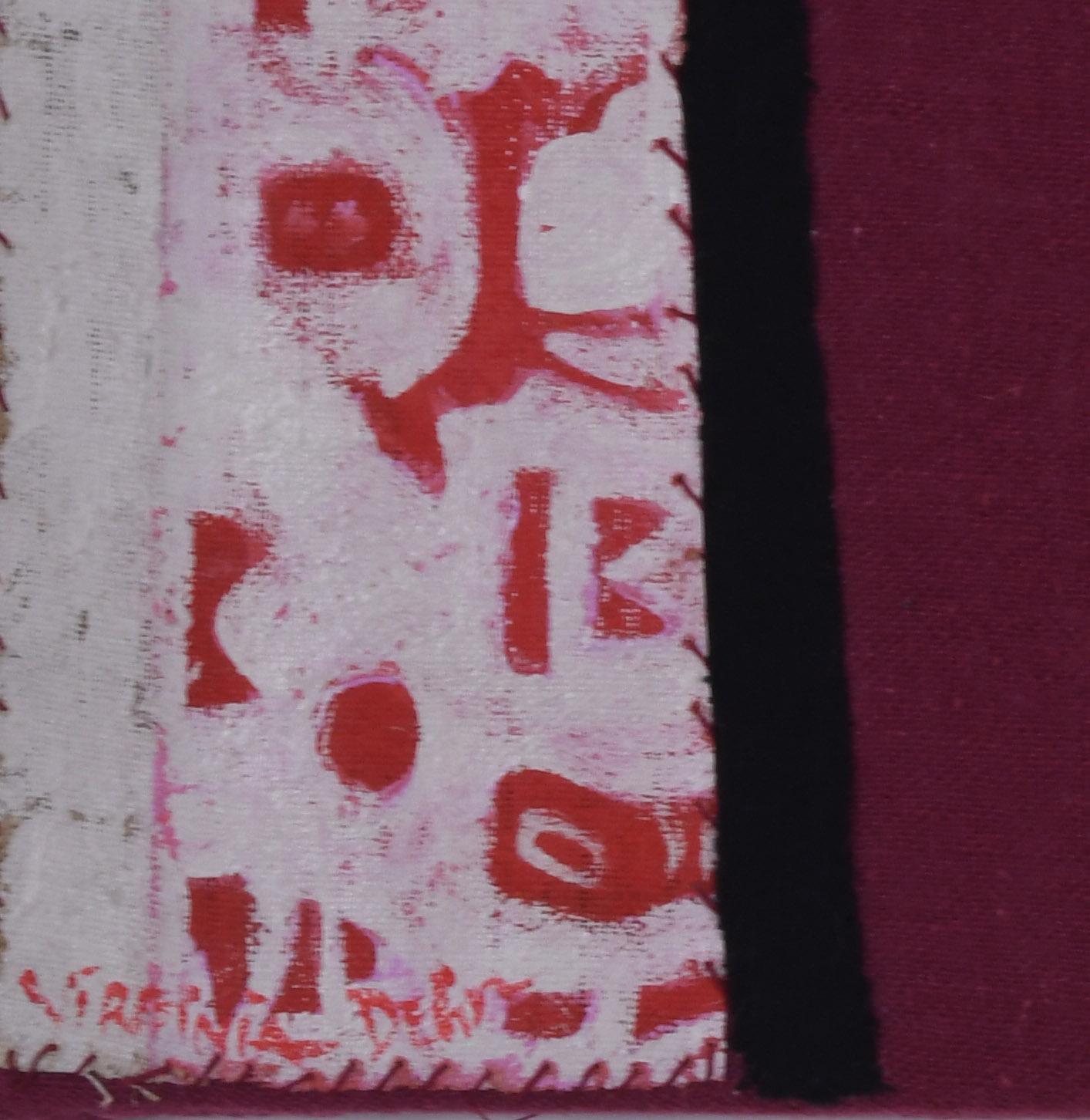 Chaco
Canvas, fabric, pigment and collage elements, 1985-1995
Signed lower left corner in red paint
Title and signed in pencil on the verso on the top of the stretcher
Condition: Excellent
Canvas size: 18 x 18 inches
Provenance: Estate of the