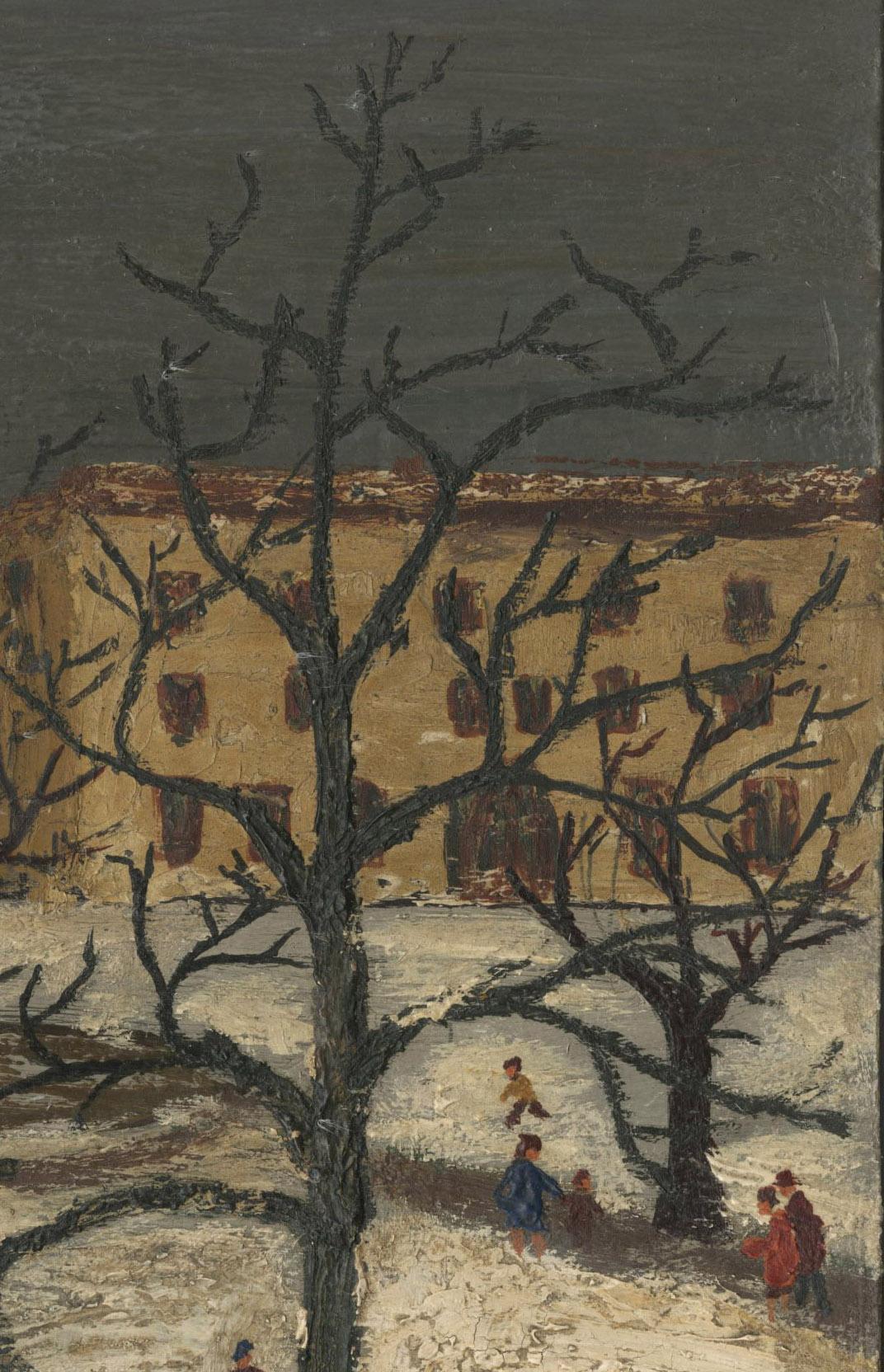 Park Scene (Chelsea,  Manhattan) - American Modern Painting by Virginia Dehn