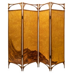 Virginia "Ginny" Blanchard Art Nouveau-Inspired Four-Panel Peacock Screen