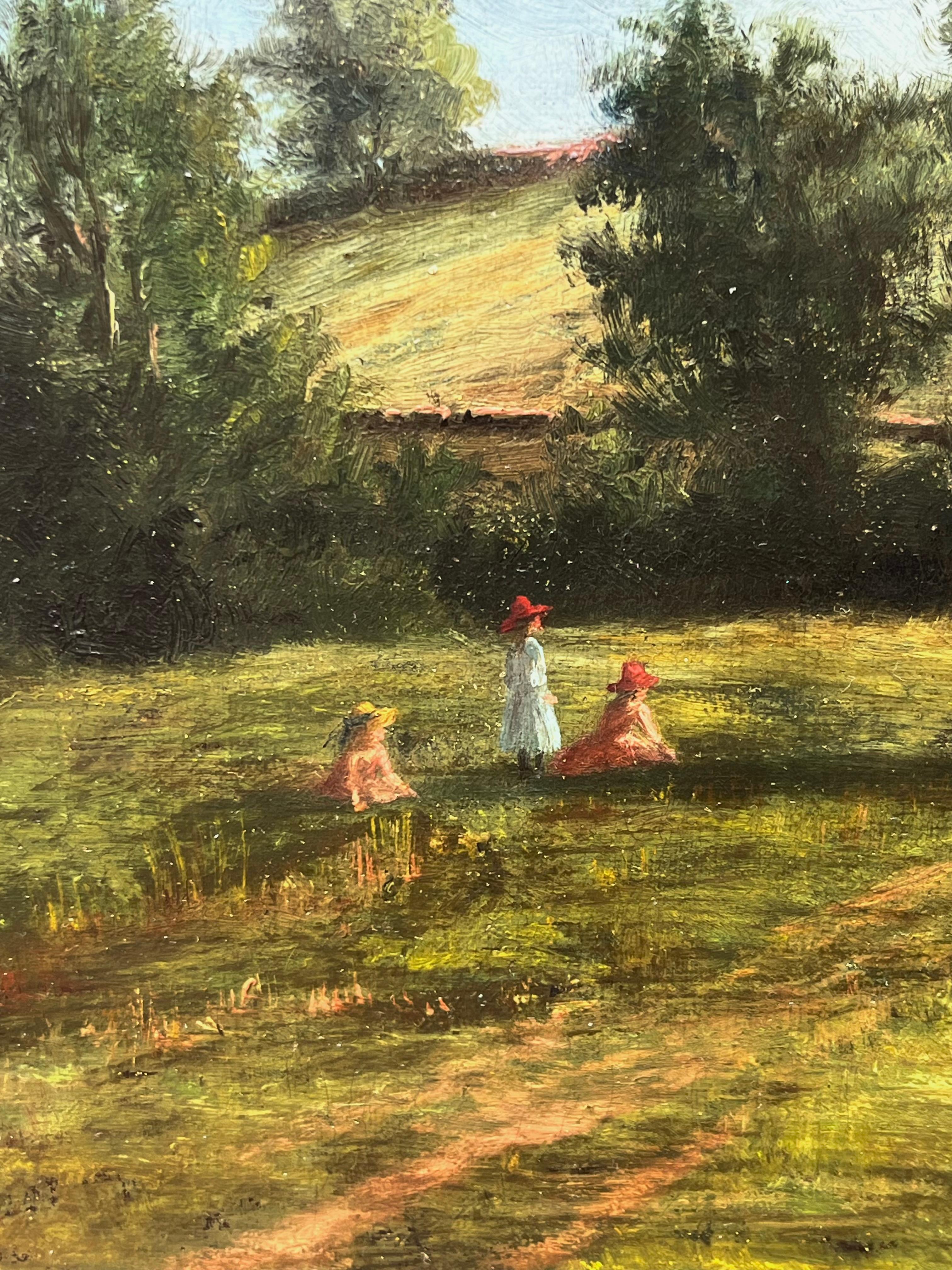 Landscape of Children Playing Baseball titled 