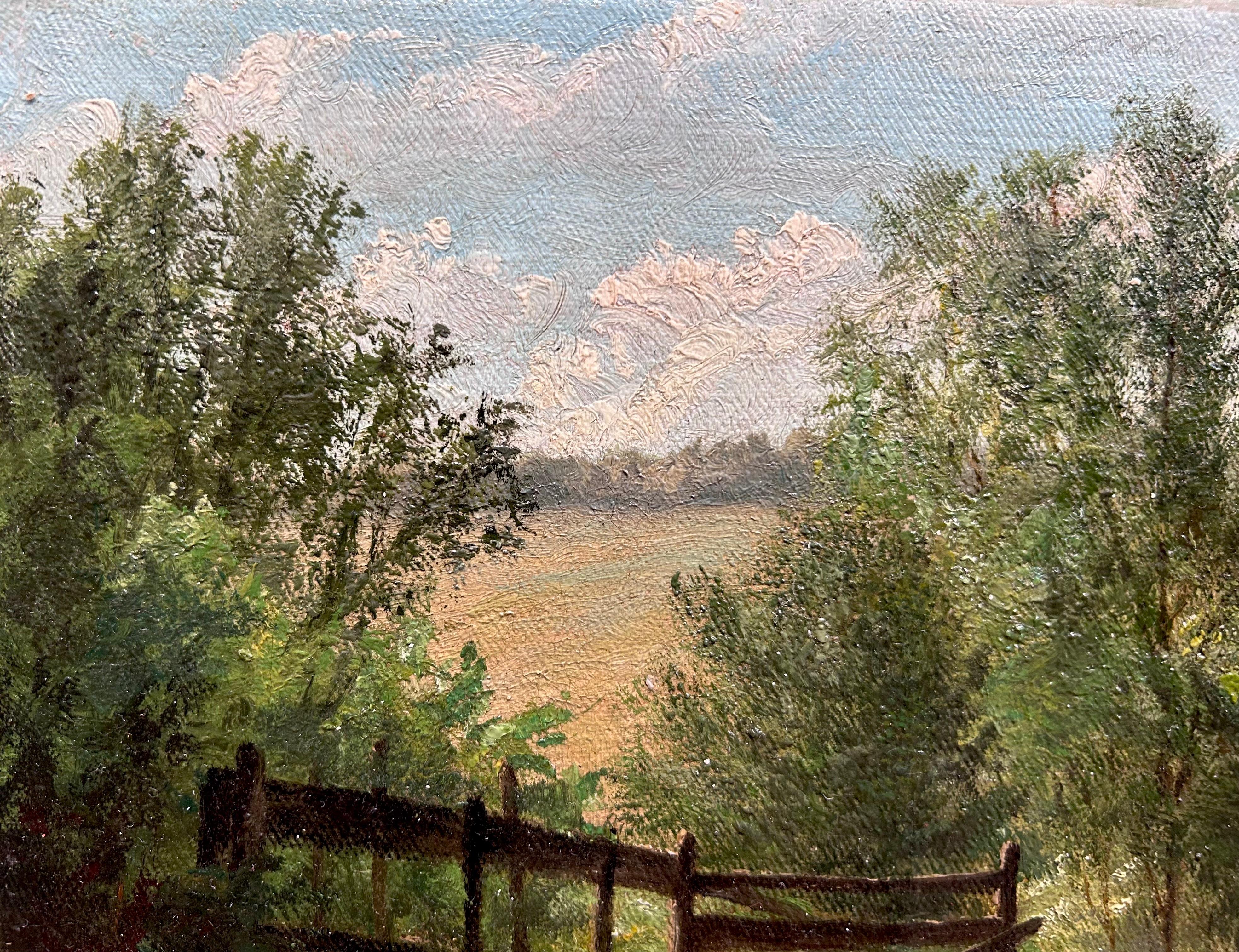 Oil Landscape with Two Girls titled 