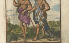 Virginia Indians, Man & Woman in Traditional Dress – Handcolored Engraving, 1683