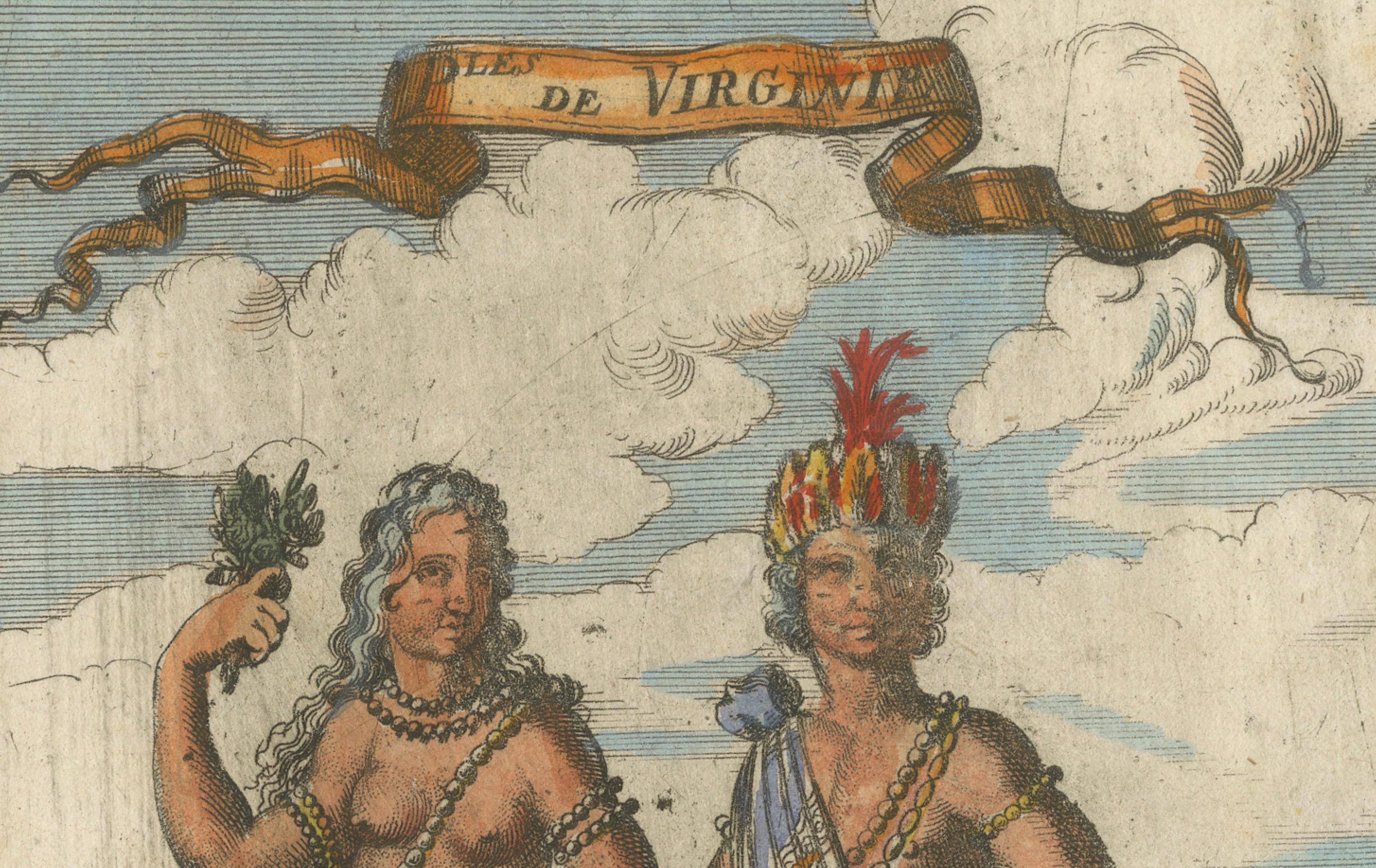 Virginia Indians, Man & Woman in Traditional Dress – Handcolored Engraving, 1683