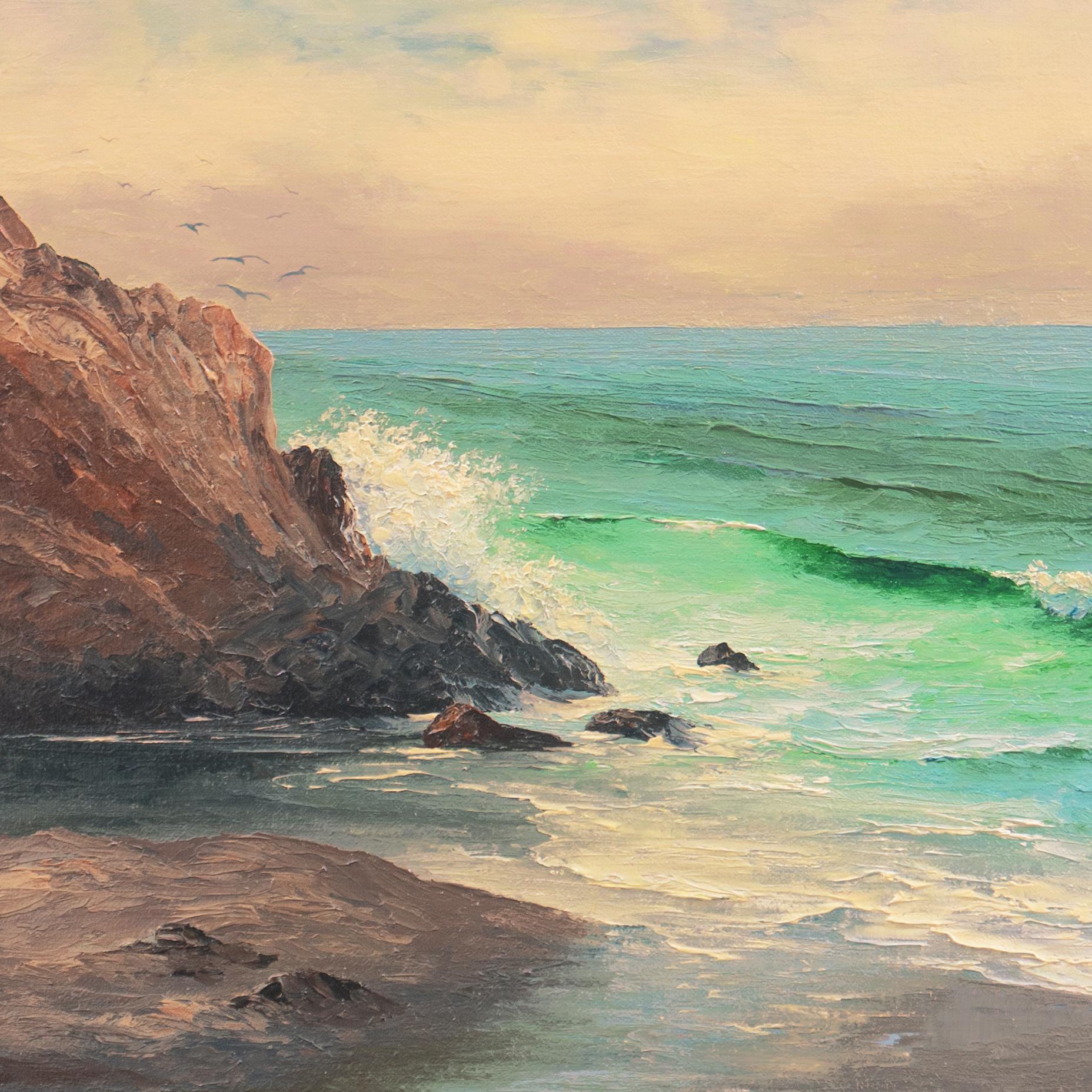 'Costa rocosa', Paisaje marino del Pacífico de Cambria, Artista californiana de mediados de siglo - Painting de Virginia Lynn