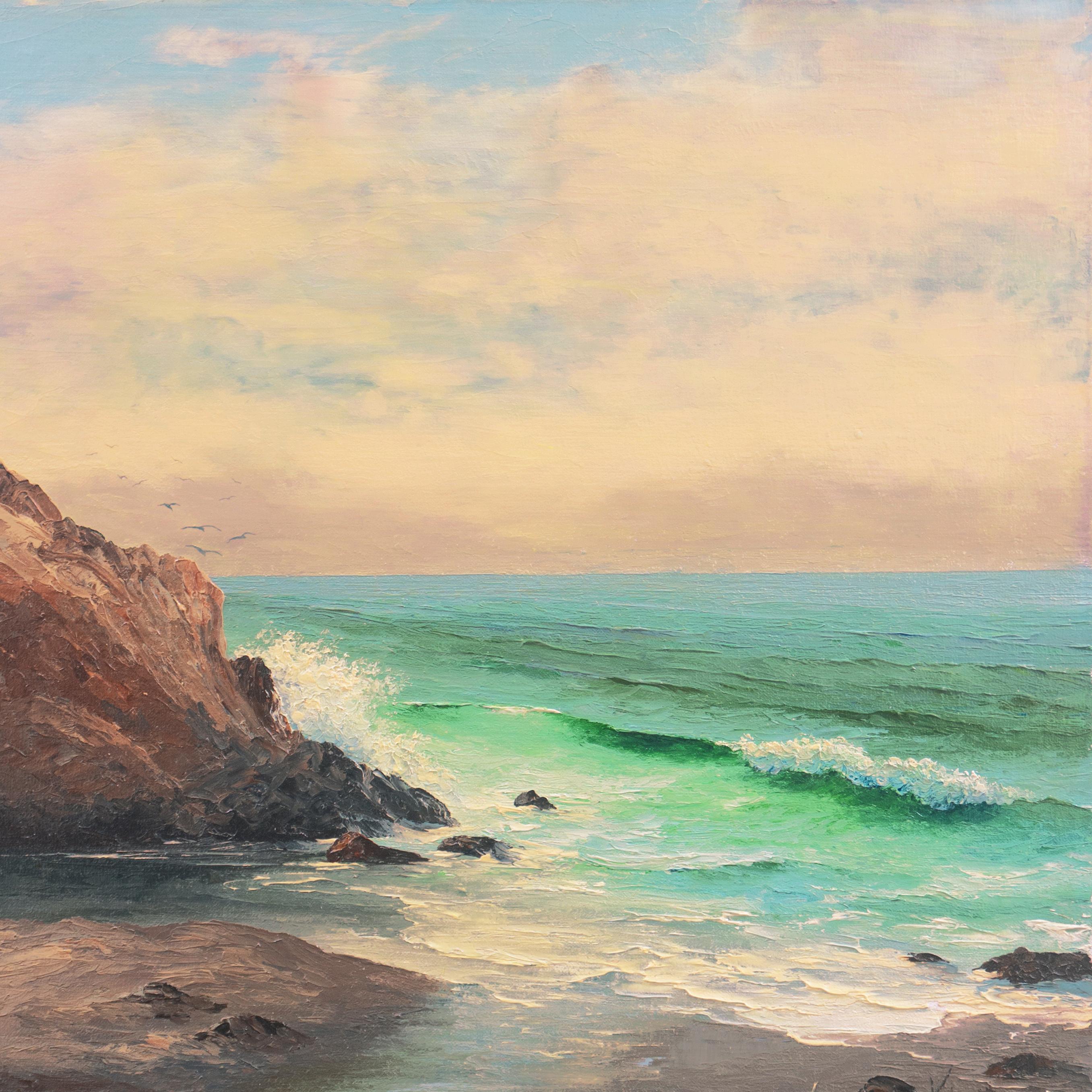 'Costa rocosa', Paisaje marino del Pacífico de Cambria, Artista californiana de mediados de siglo 1