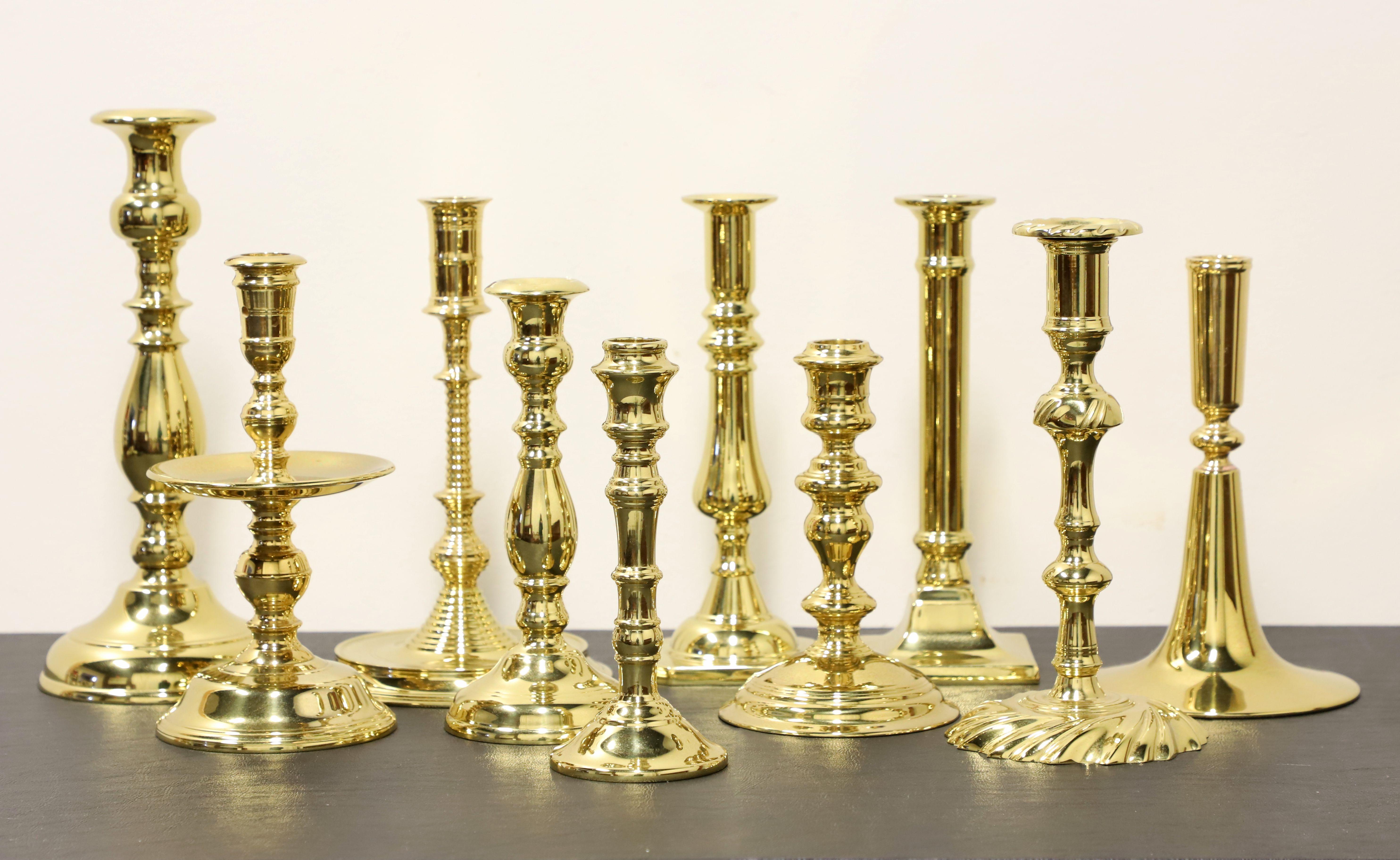VIRGINIA METALCRAFTERS Brass Candlesticks Collection - Lot of 10 5