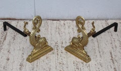 Virginia Metalcrafters Brass Dolphin Andirons