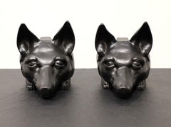 VIRGINIA METALCRAFTERS Cast Iron Fox Head Bookends - Pair