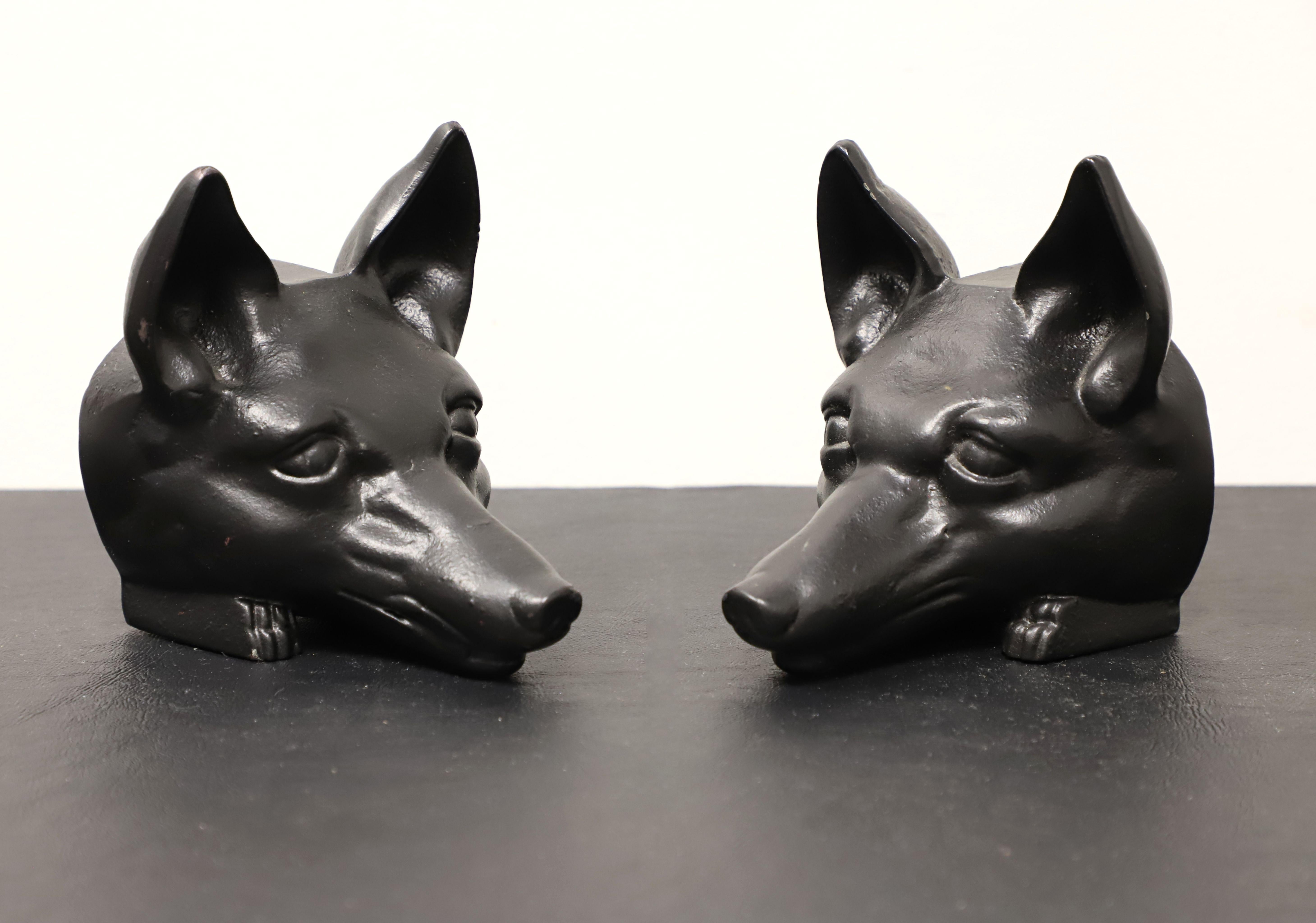 VIRGINIA METALCRAFTERS Cast Iron Fox Head Bookends - Pair For Sale 1