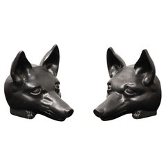 Vintage VIRGINIA METALCRAFTERS Cast Iron Fox Head Bookends - Pair