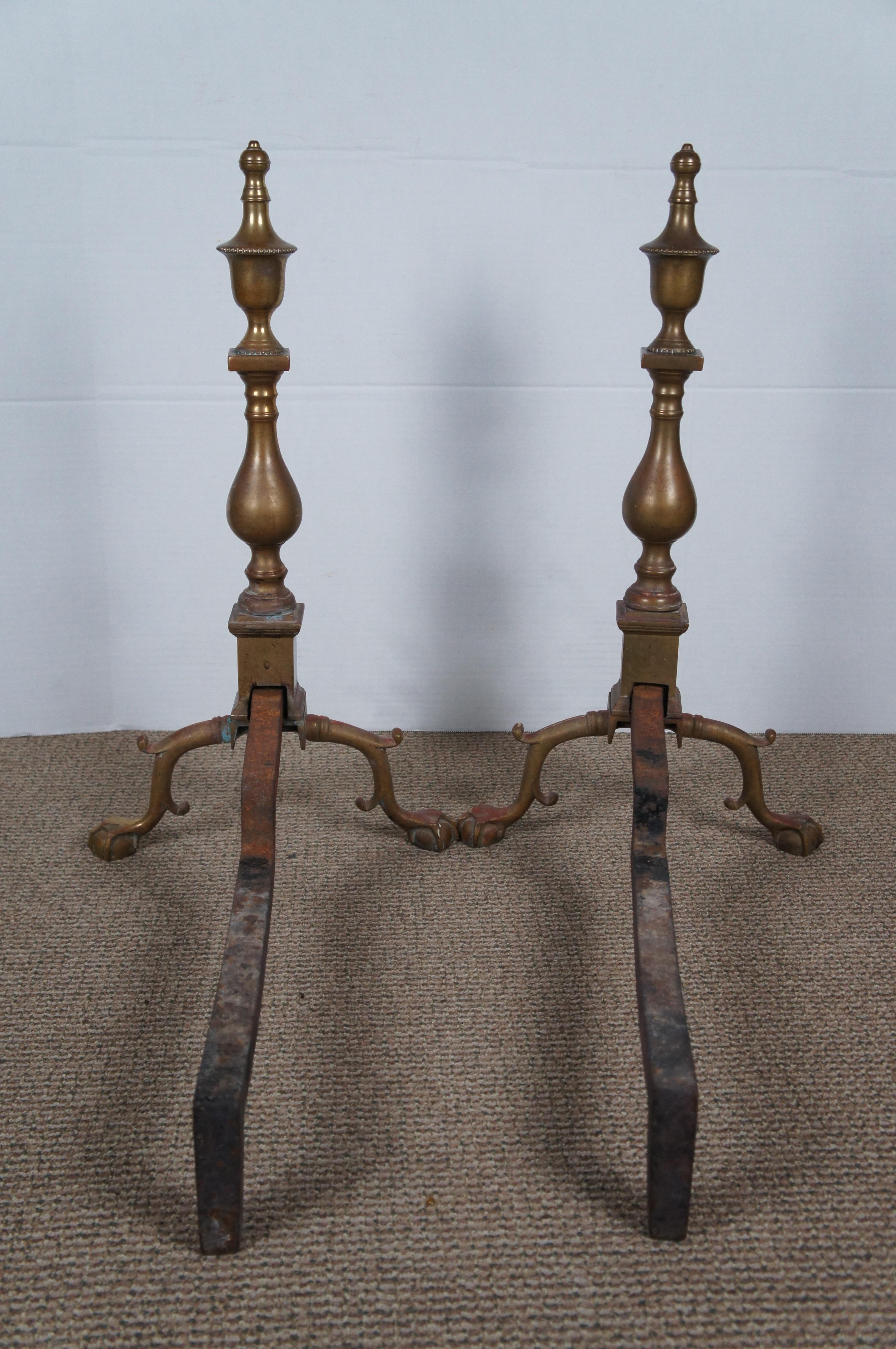 Chenets en laiton Harvin Colonial Williamsburg Virginia Metalcrafters en vente 2