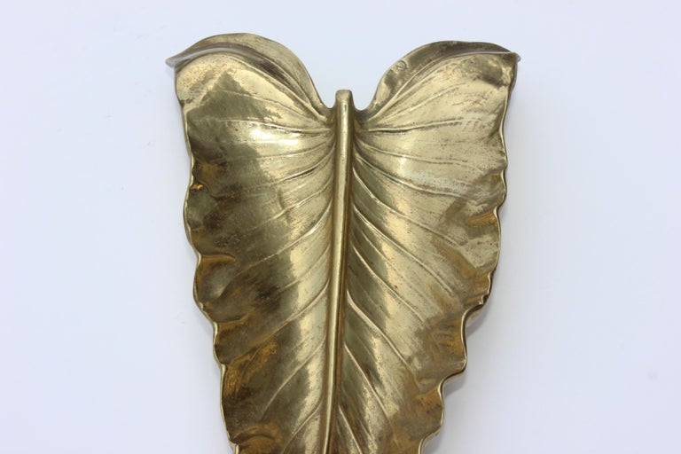 【希少】ヴィンテージ　1948 Calla Lily Leaf トレイ Virginia Metalcrafters Large Calla Lily Brass Leaf Tray For Sale