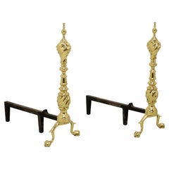VIRGINIA METALCRAFTERS Middleton House Brass & Metal Fireplace Andirons - A