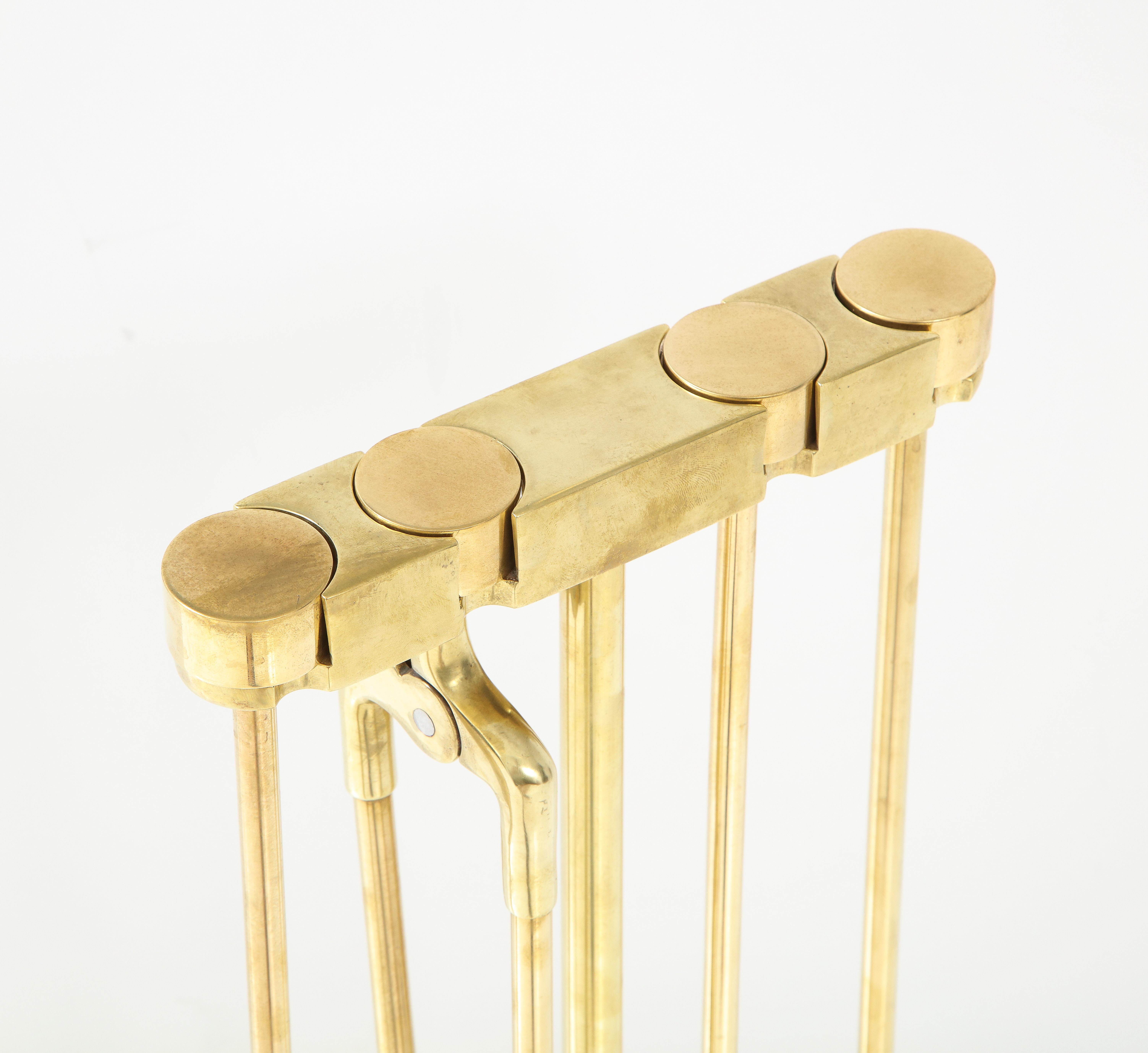 Virginia Metalcrafters Modernist Brass Fireplace Tools In Good Condition In New York, NY