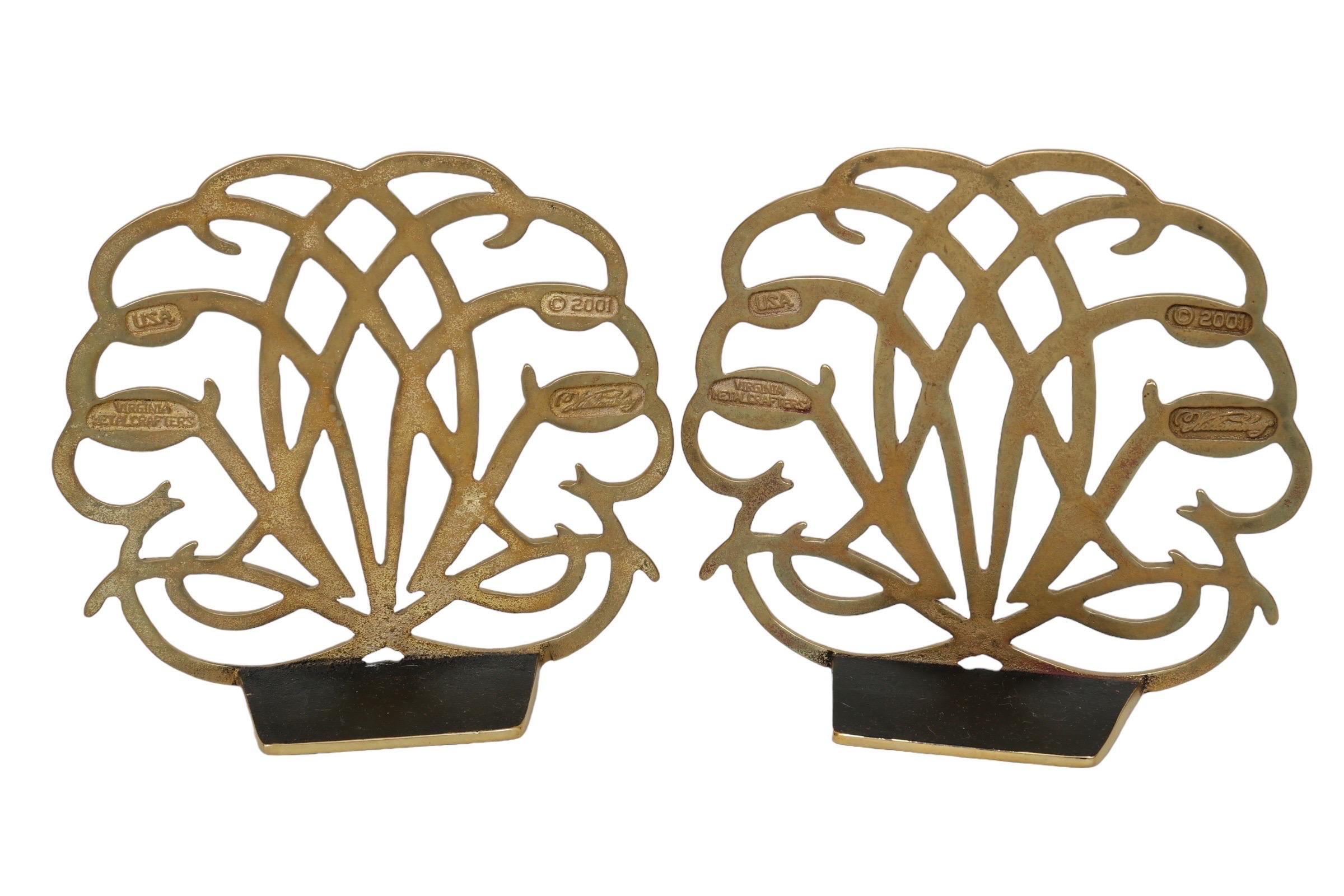 Virginia Metalcrafters Scrolled Brass Bookends - a Pair For Sale 2