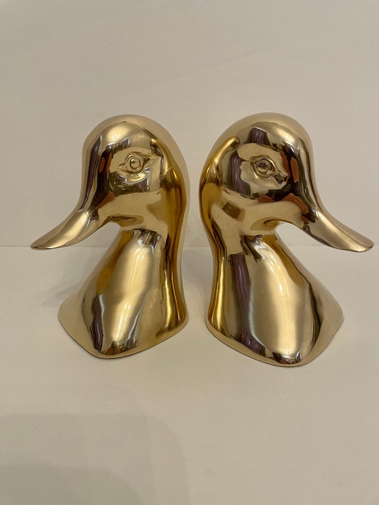 Virginia Metalcrafters Style Brass Duck Bookends For Sale at 1stDibs