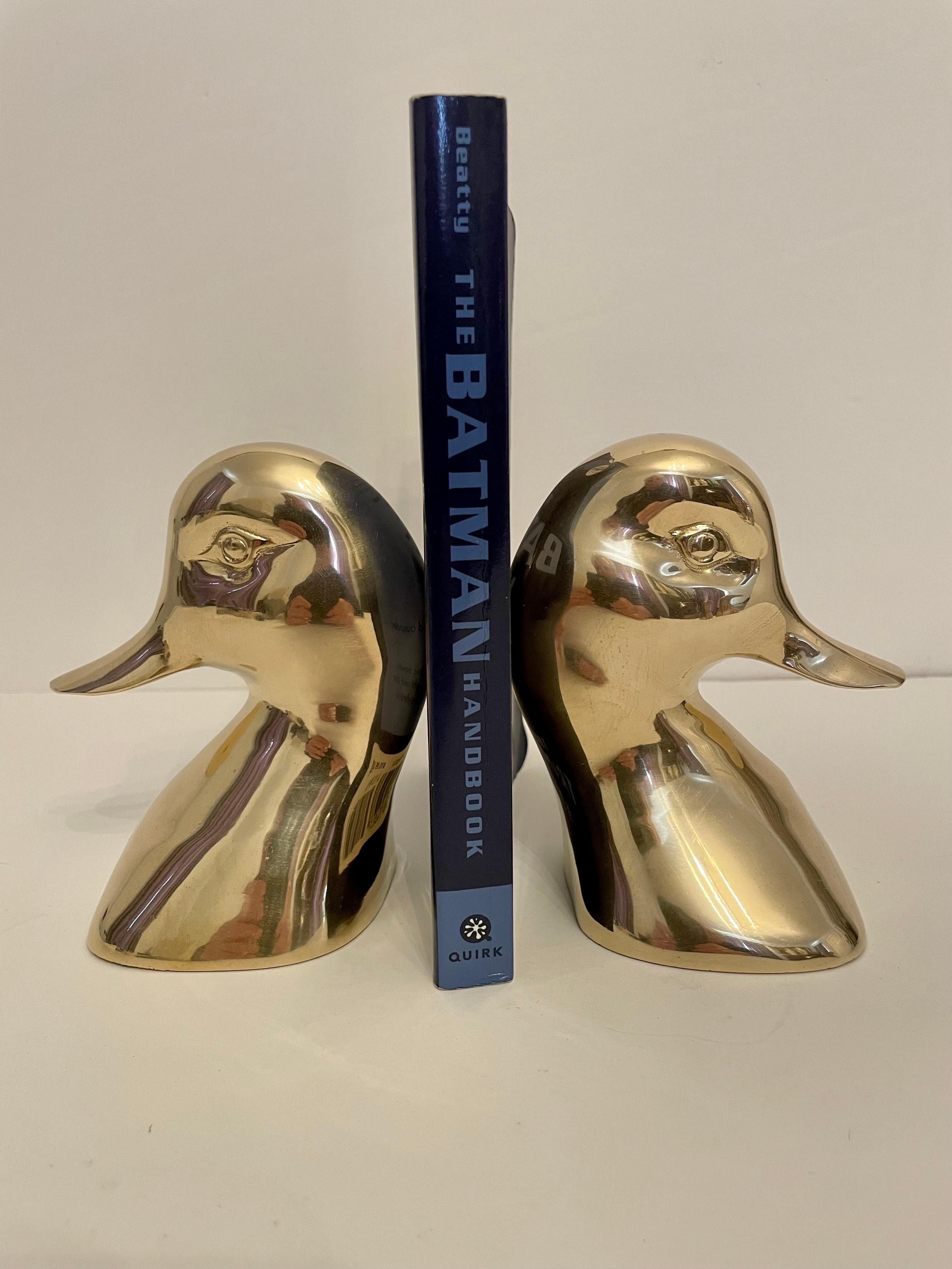 Hollywood Regency Virginia Metalcrafters Style Brass Duck Bookends