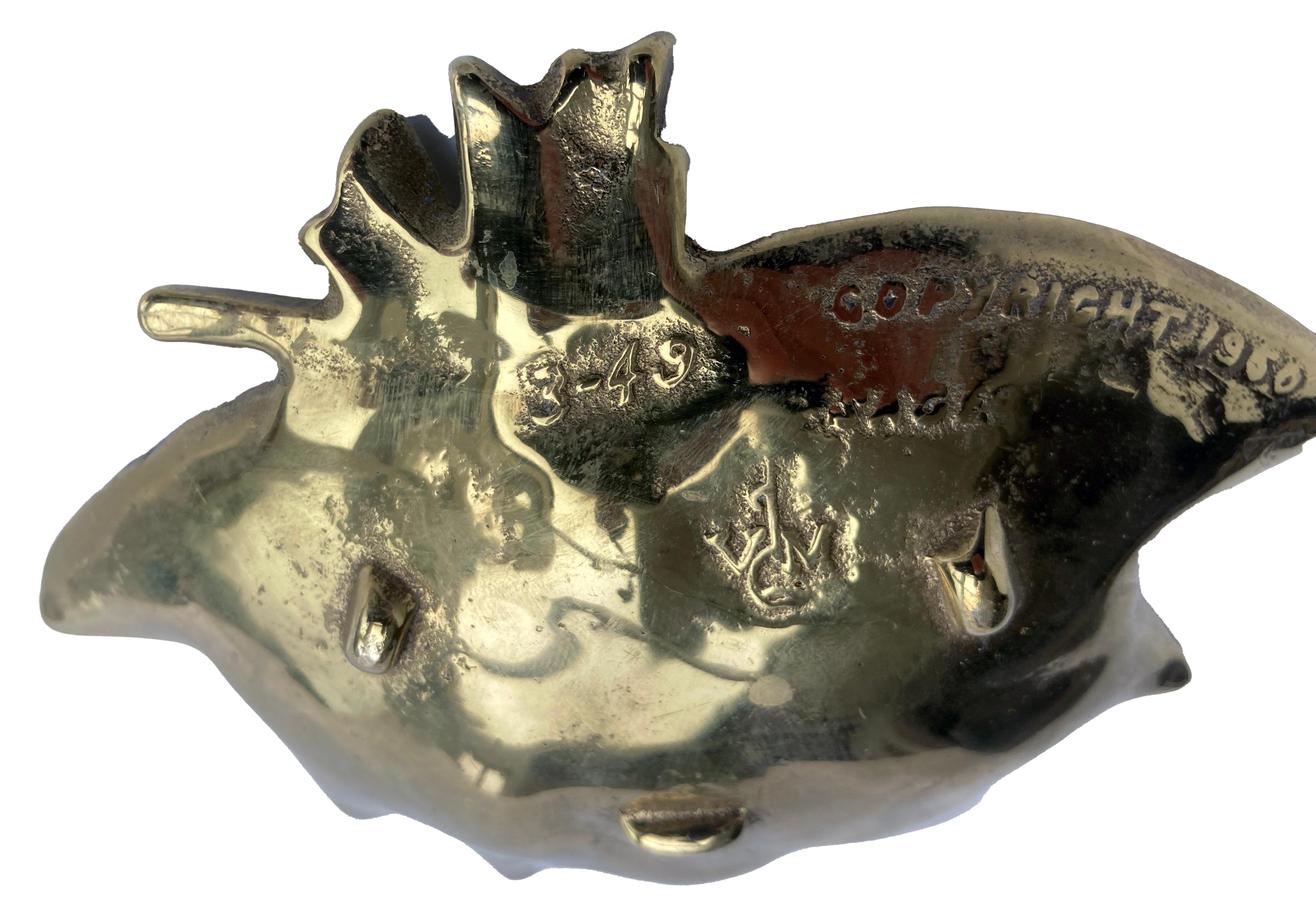 Vassoio Virginia Metal Craft in ottone con foglie di salvia 1
