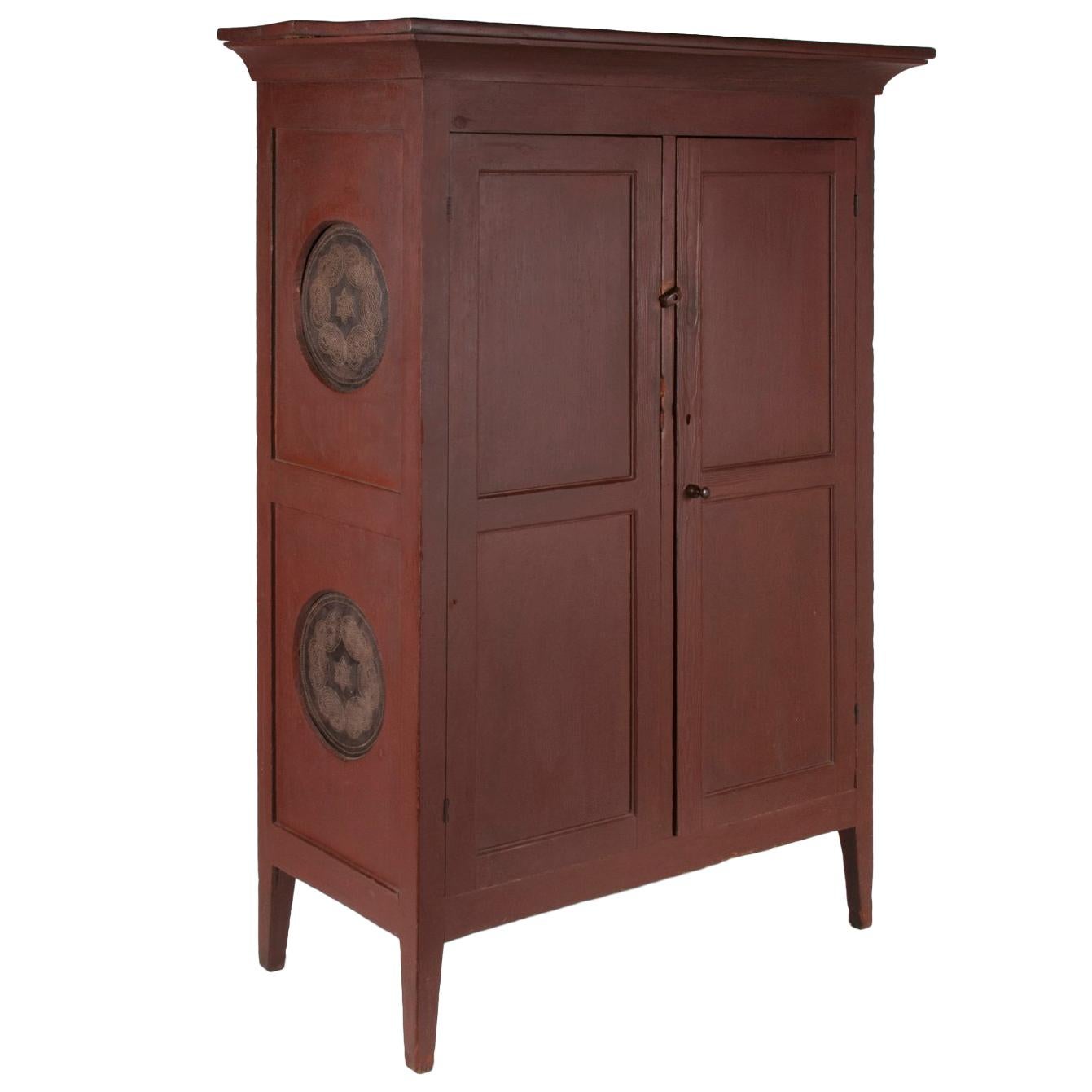 Virginia Pie Safe w/ Images of Pretzels 
Original Red Paint, 1820-30