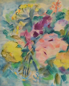 Fiori astratti multicolore di Mid Century Modern