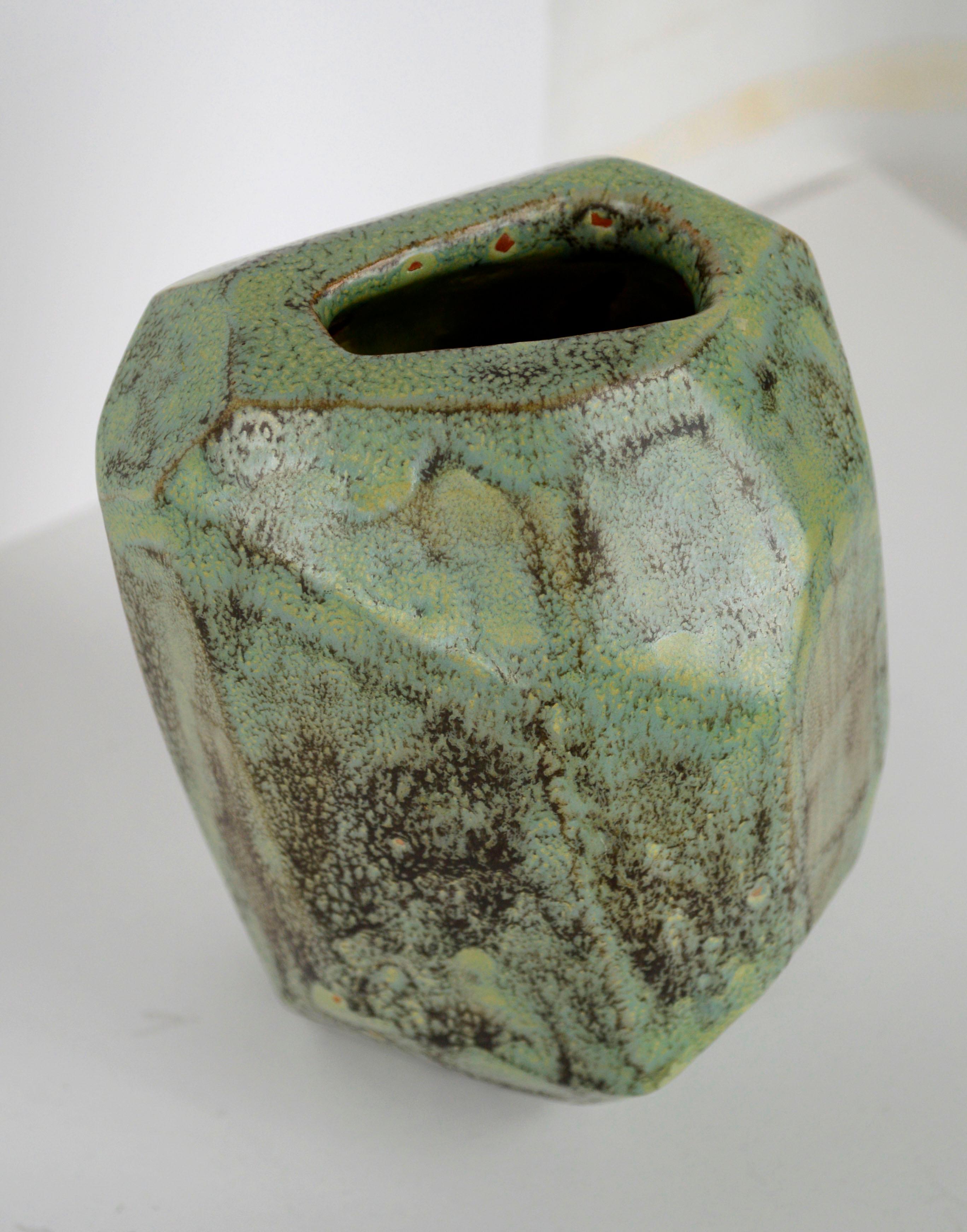 Vase d'art en céramique organique moderne turquoise des années 1950 - Sculpture abstraite / Poterie  en vente 8