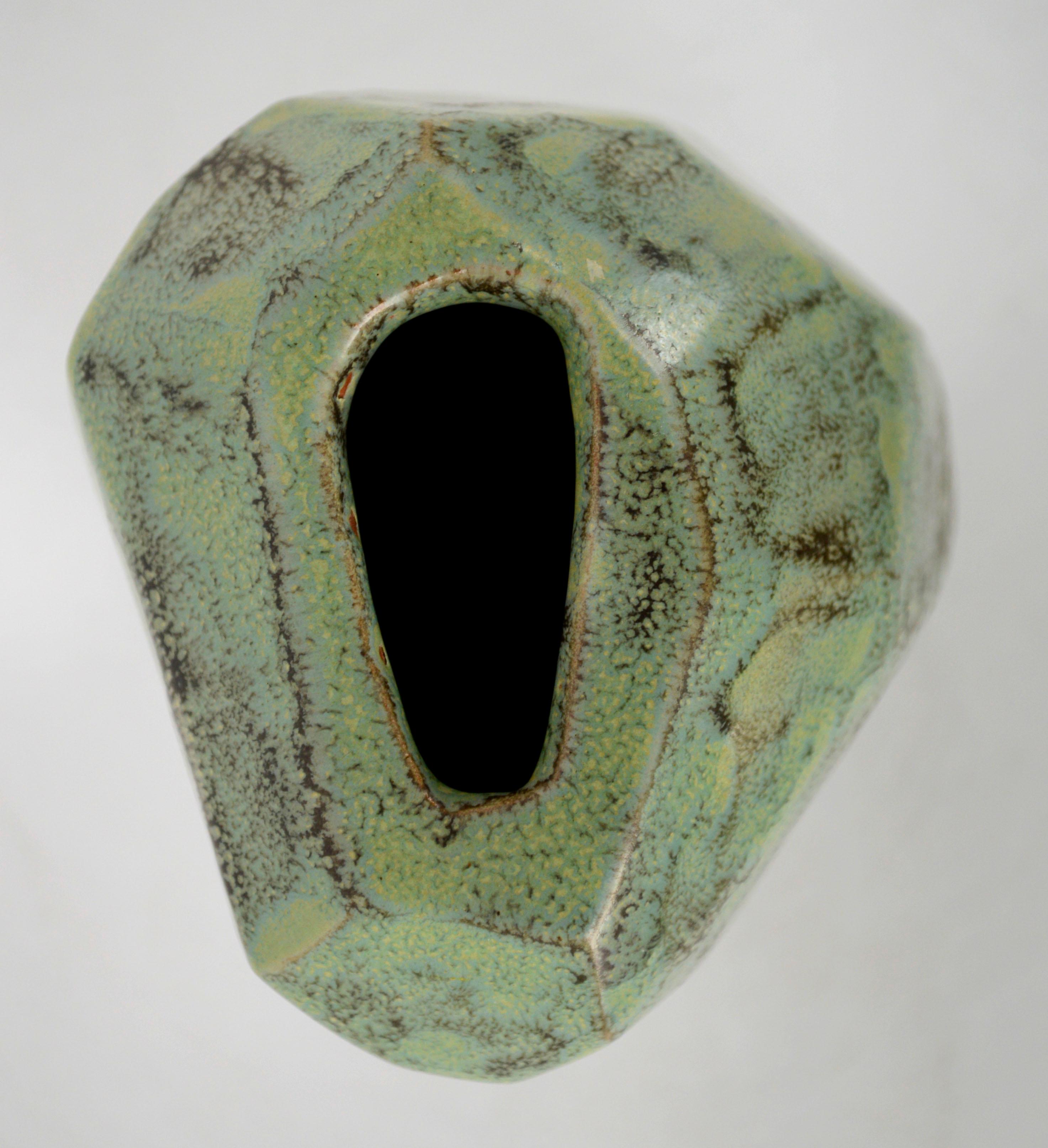 Vase d'art en céramique organique moderne turquoise des années 1950 - Sculpture abstraite / Poterie  en vente 9