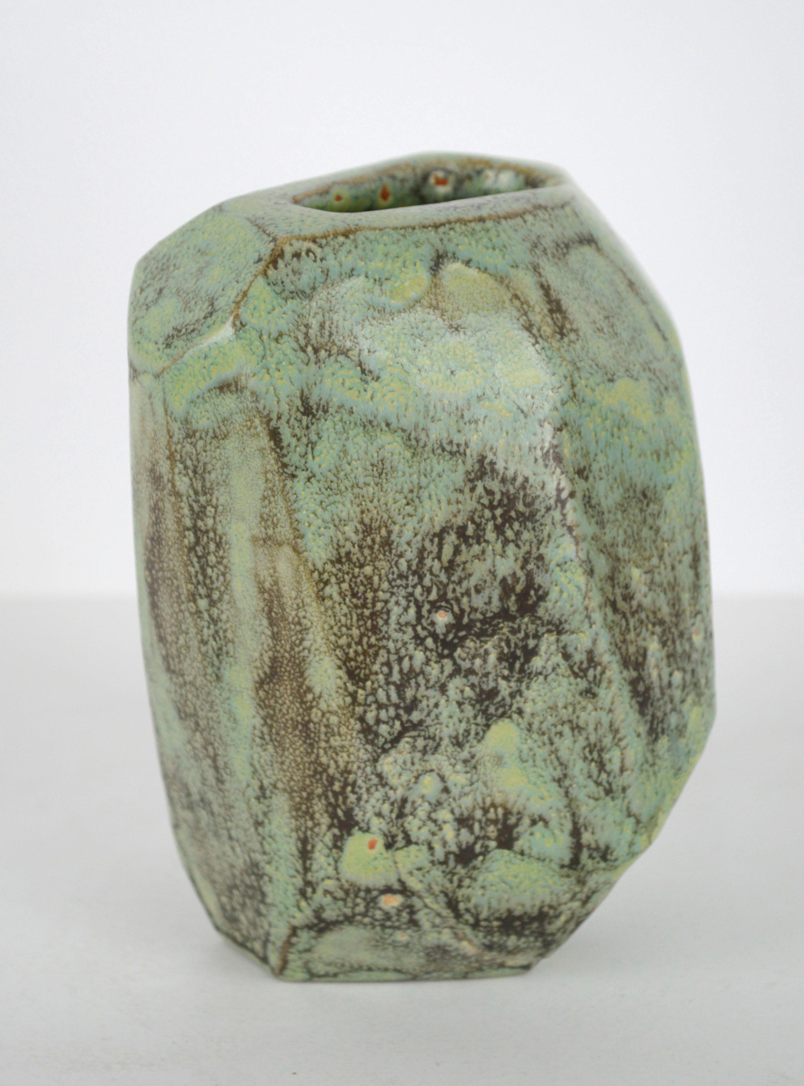 Vase d'art en céramique organique moderne turquoise des années 1950 - Sculpture abstraite / Poterie  en vente 1