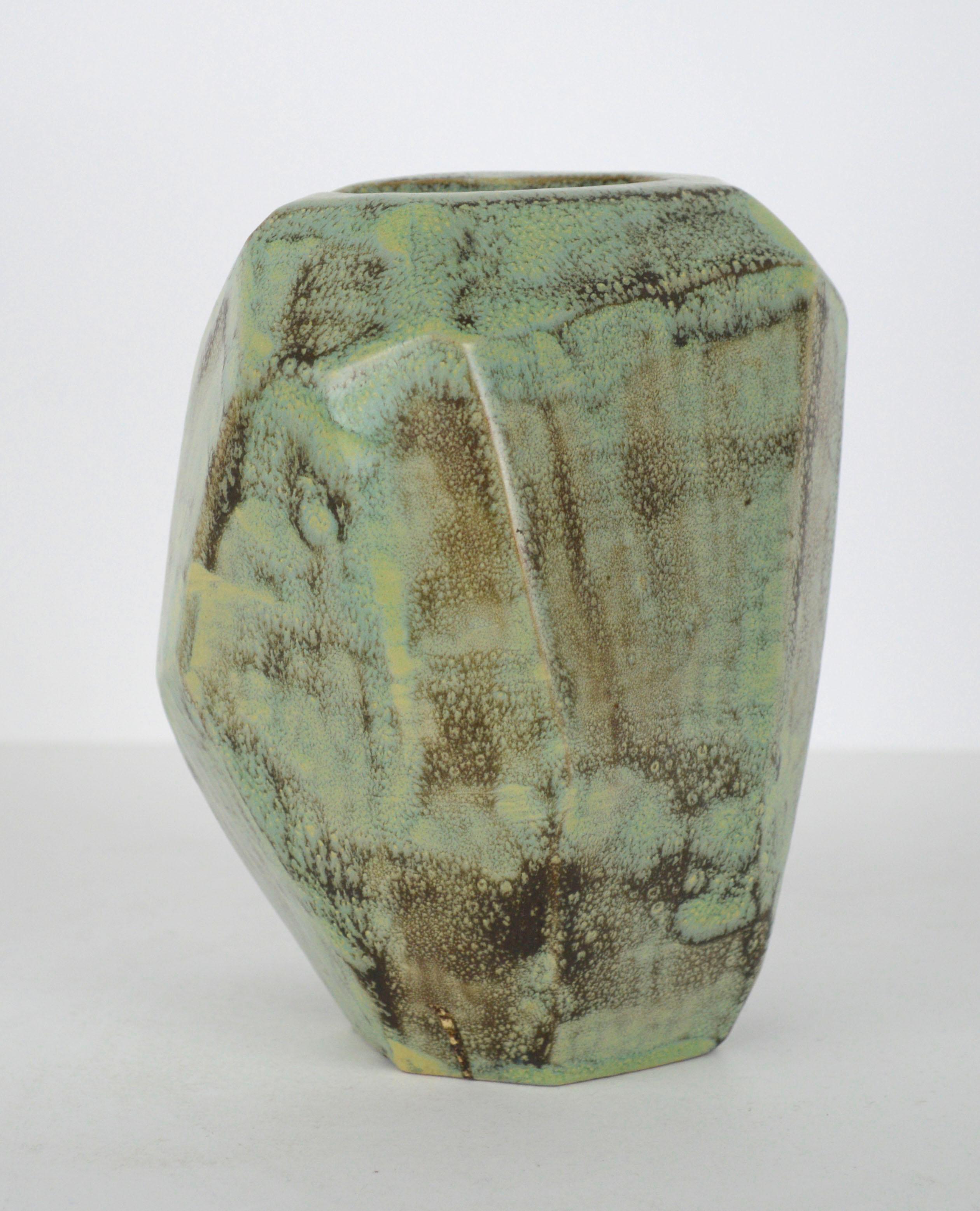 Vase d'art en céramique organique moderne turquoise des années 1950 - Sculpture abstraite / Poterie  en vente 3