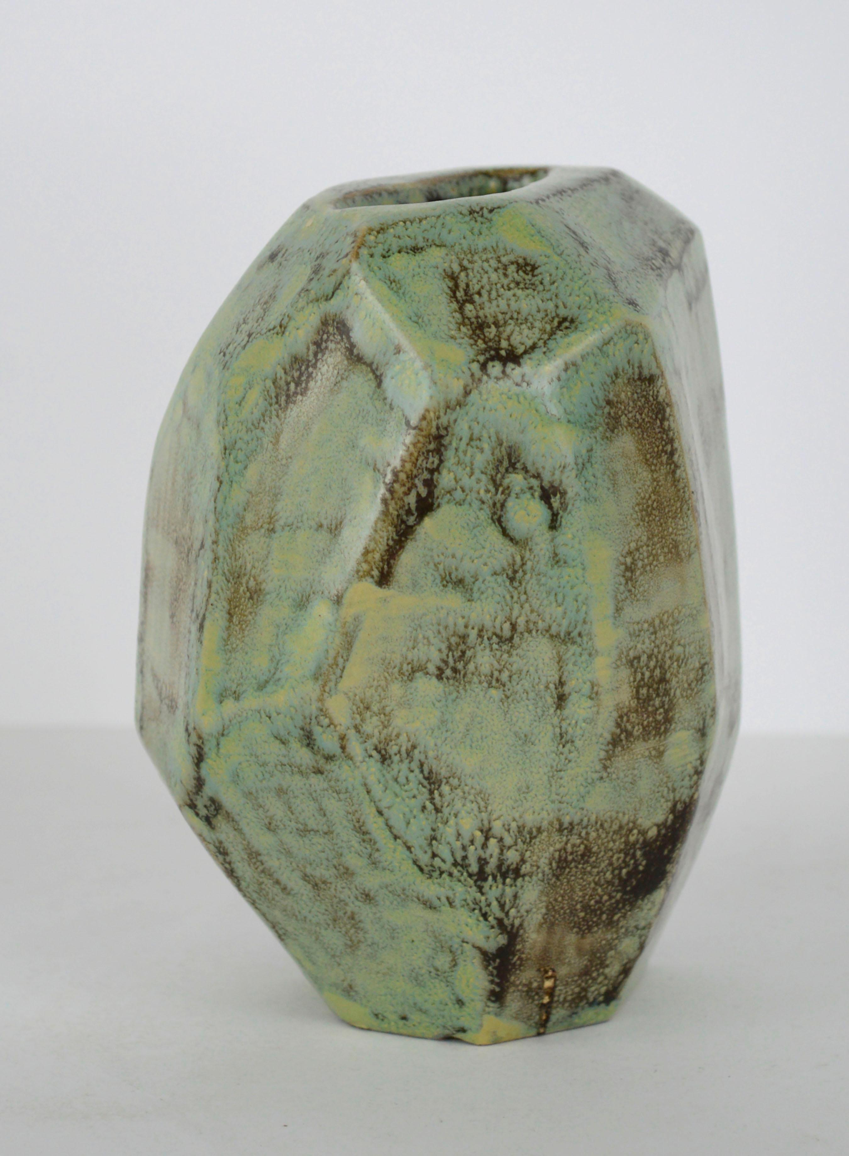 Vase d'art en céramique organique moderne turquoise des années 1950 - Sculpture abstraite / Poterie  en vente 4