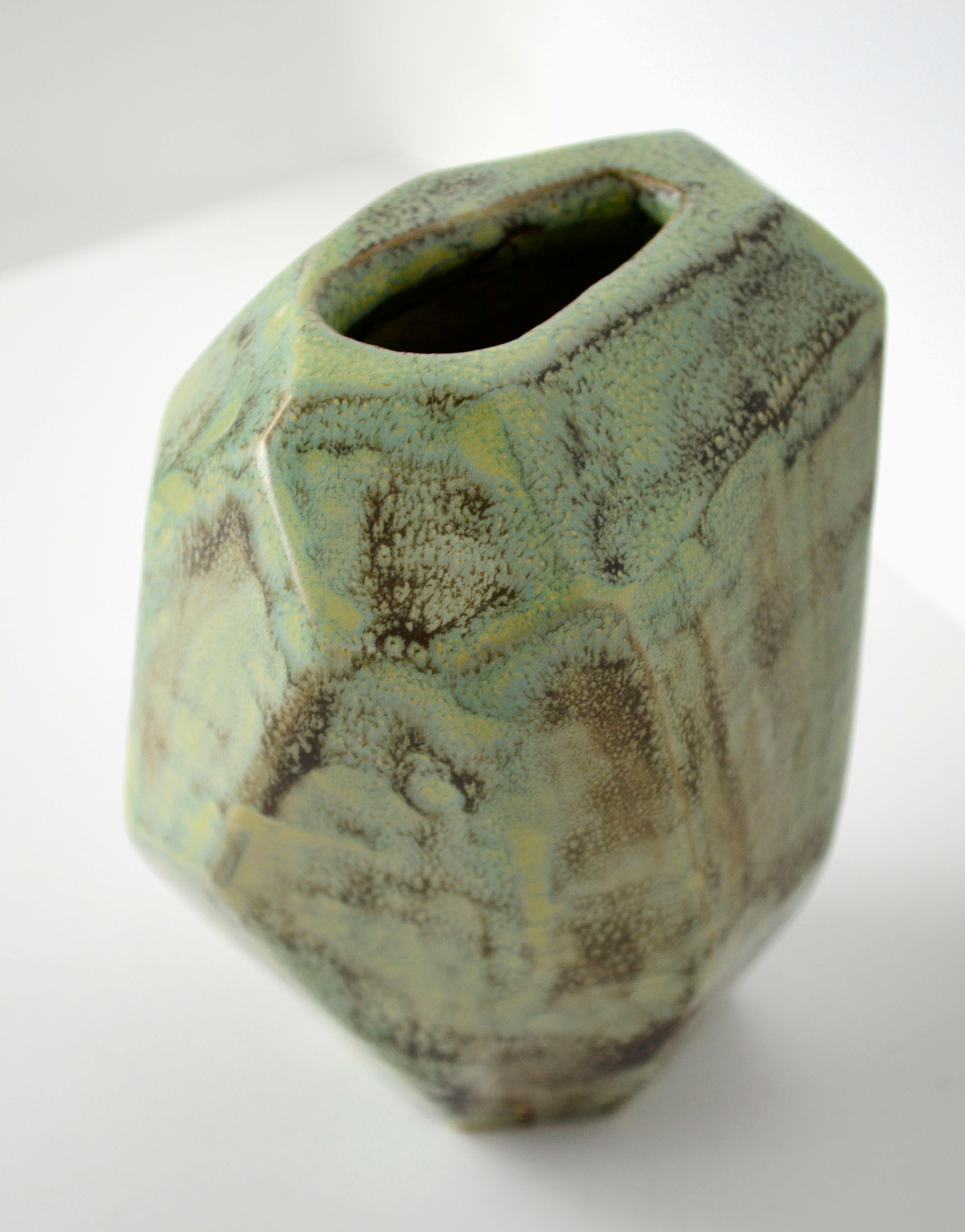 Vase d'art en céramique organique moderne turquoise des années 1950 - Sculpture abstraite / Poterie  en vente 5