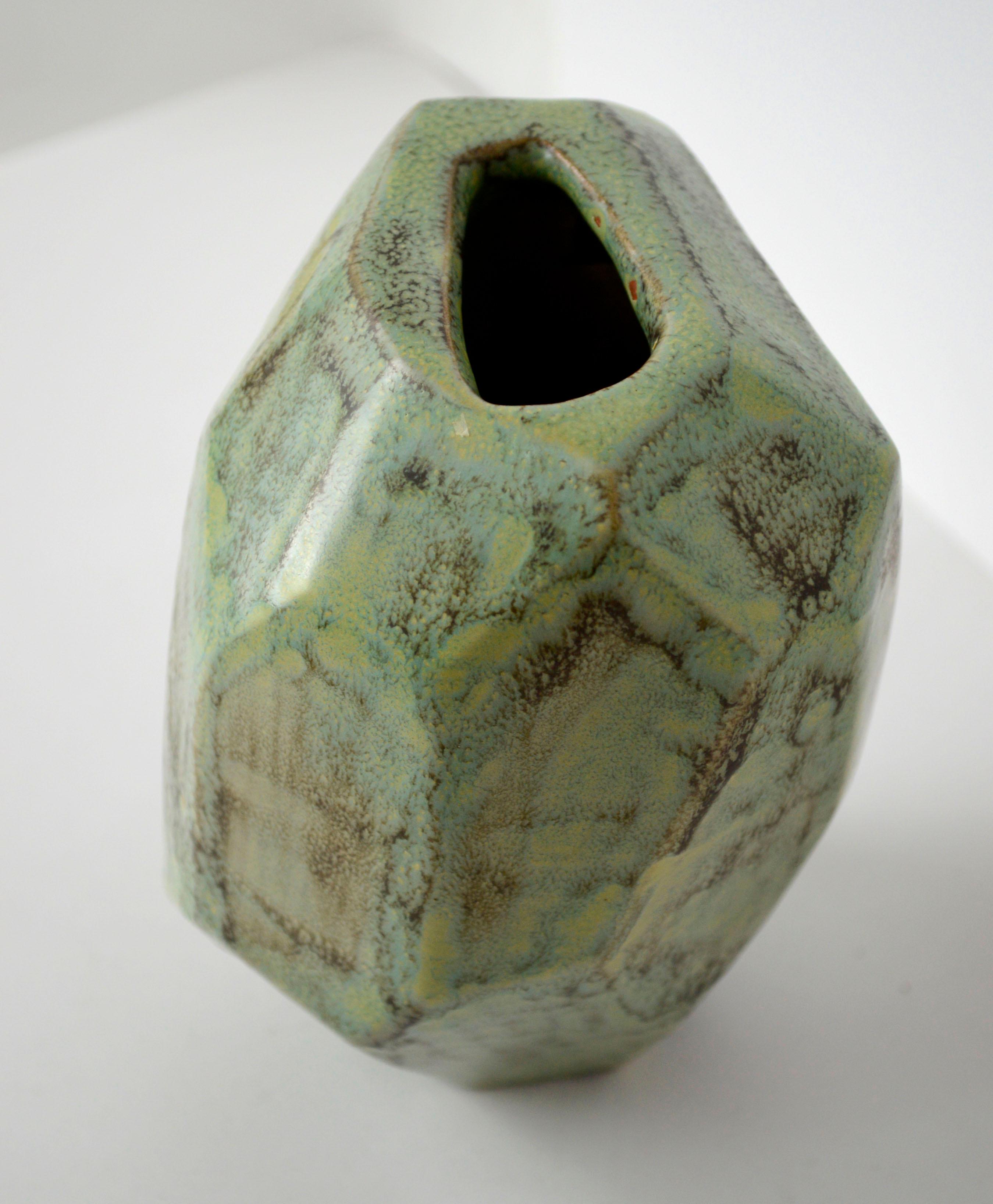 1950's Organic Modern Ceramic Turquoise Abstract Sculpture / Pottery Art Vase  For Sale 5