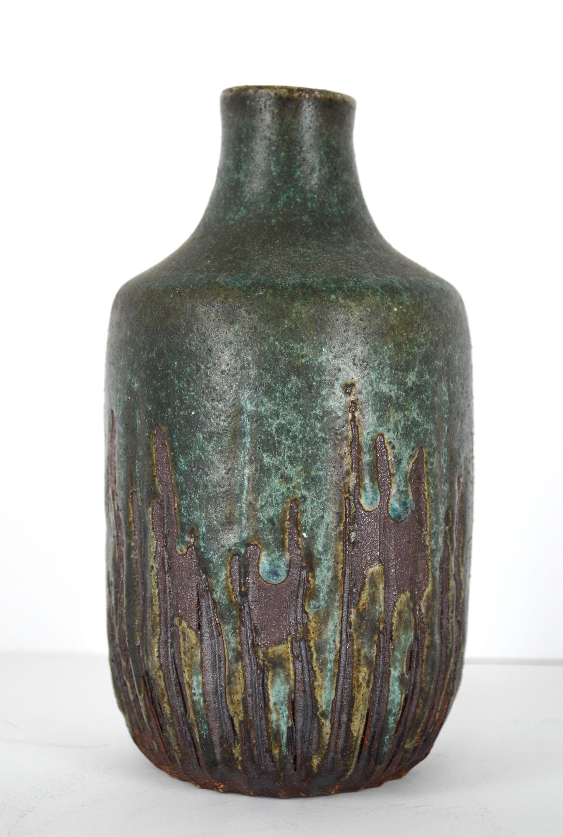 Organic Modern Mid Century Ceramic Earthtone Pottery Art Vase 