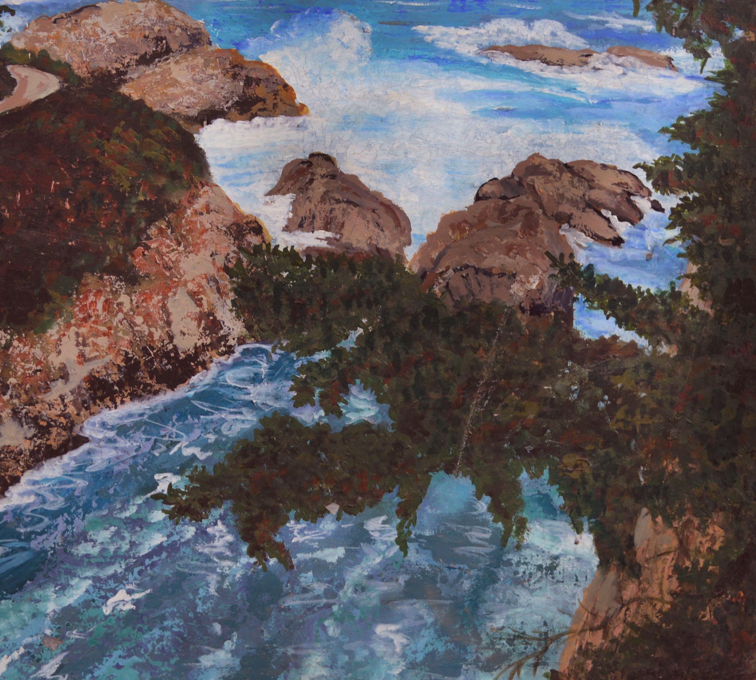 Point Lobos Cove California Coastline - Painting by Virginia Shackles