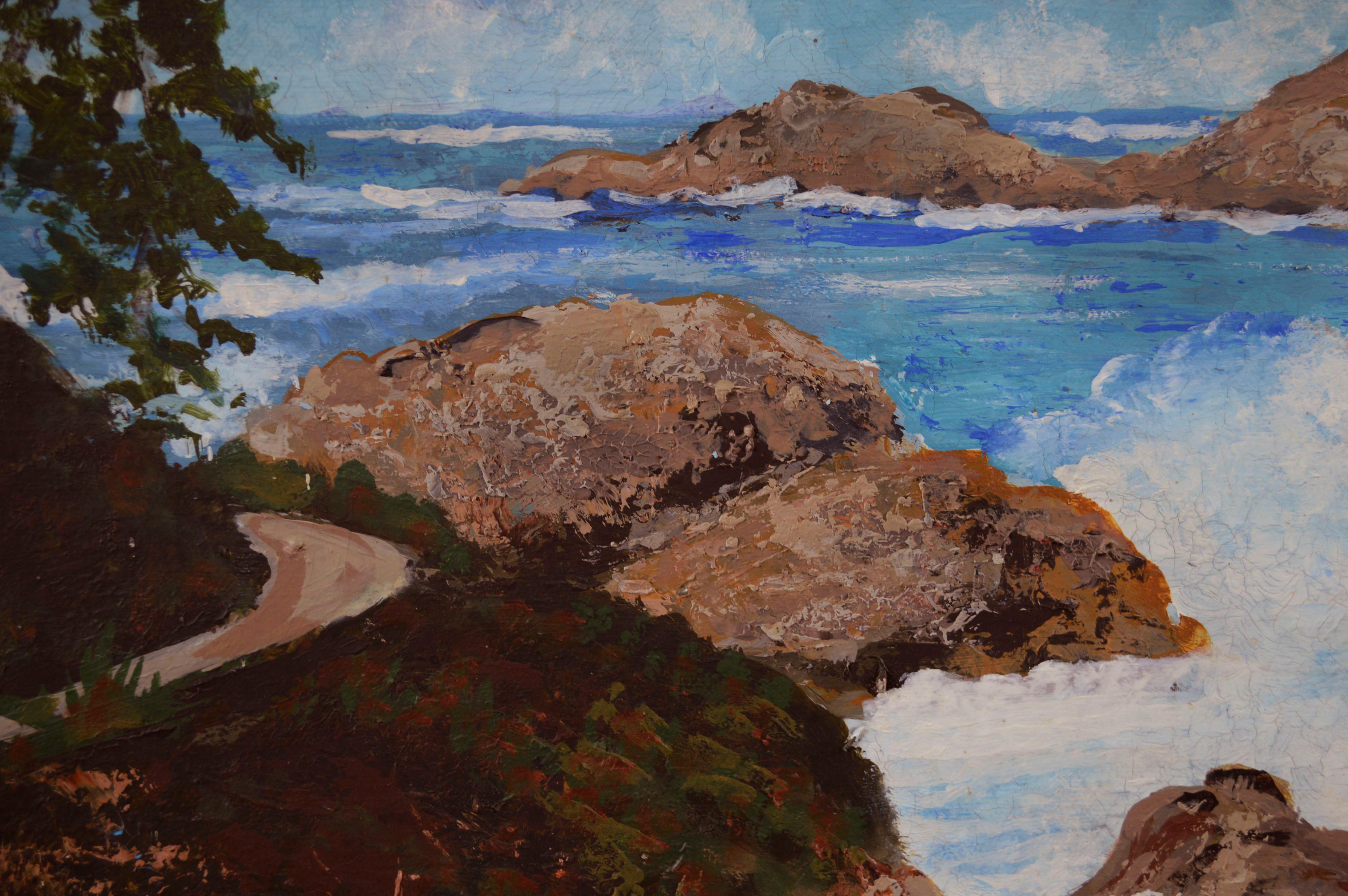 Point Lobos Cove California Coastline - American Impressionist Painting by Virginia Shackles