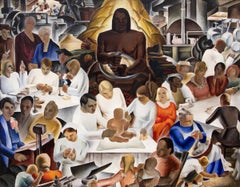 Home Economics, Modernistisches Ölgemälde der 1930er Jahre, Wandstudie Cornell NY