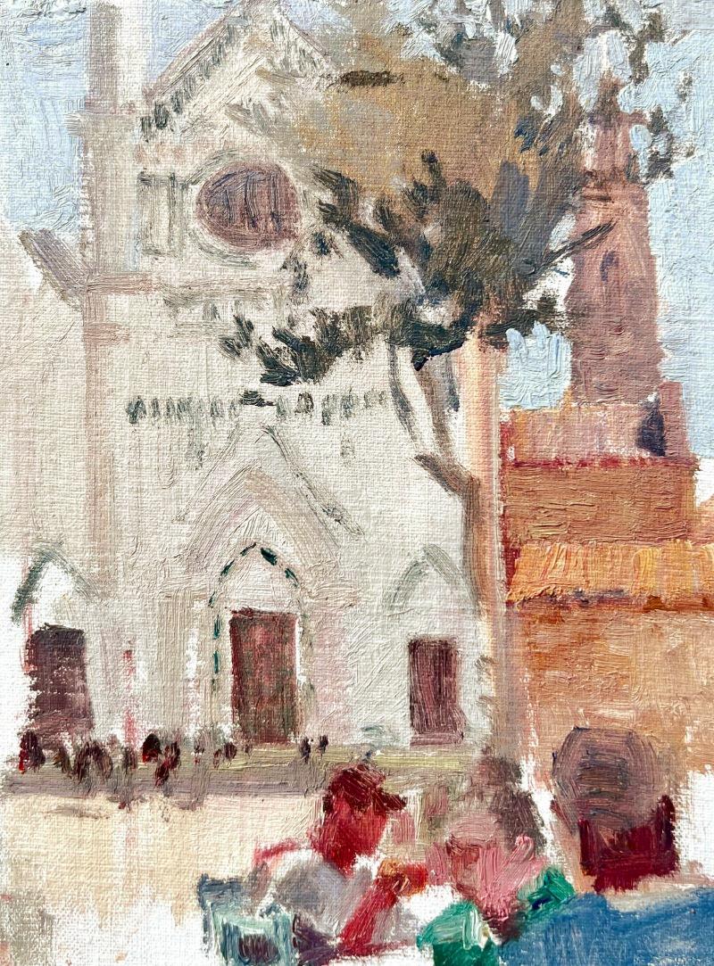 Virginia Vaughan  Landscape Painting - Basilica Santa Croce,  Impressionism , Landscape, Framed, Plein Aire, Italy